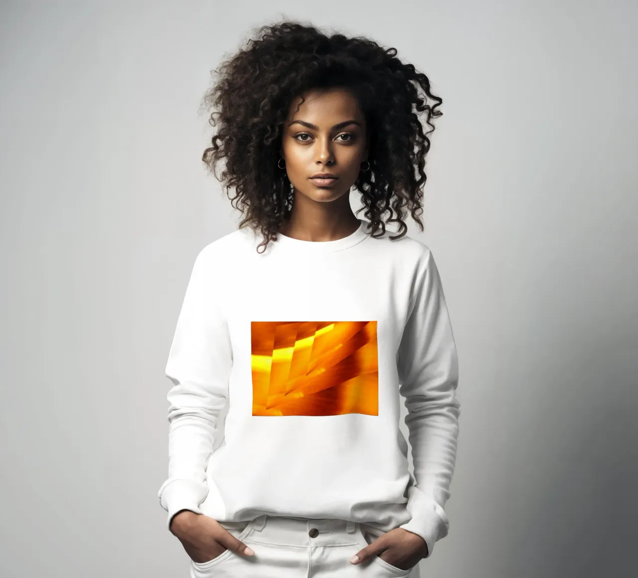 Abstract geometric pattern in yellow and orange sweatshirt by Something for you