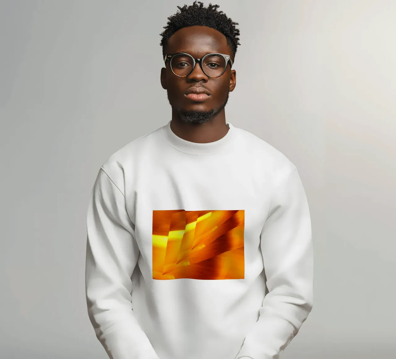 Abstract geometric pattern in yellow and orange sweatshirt by Something for you