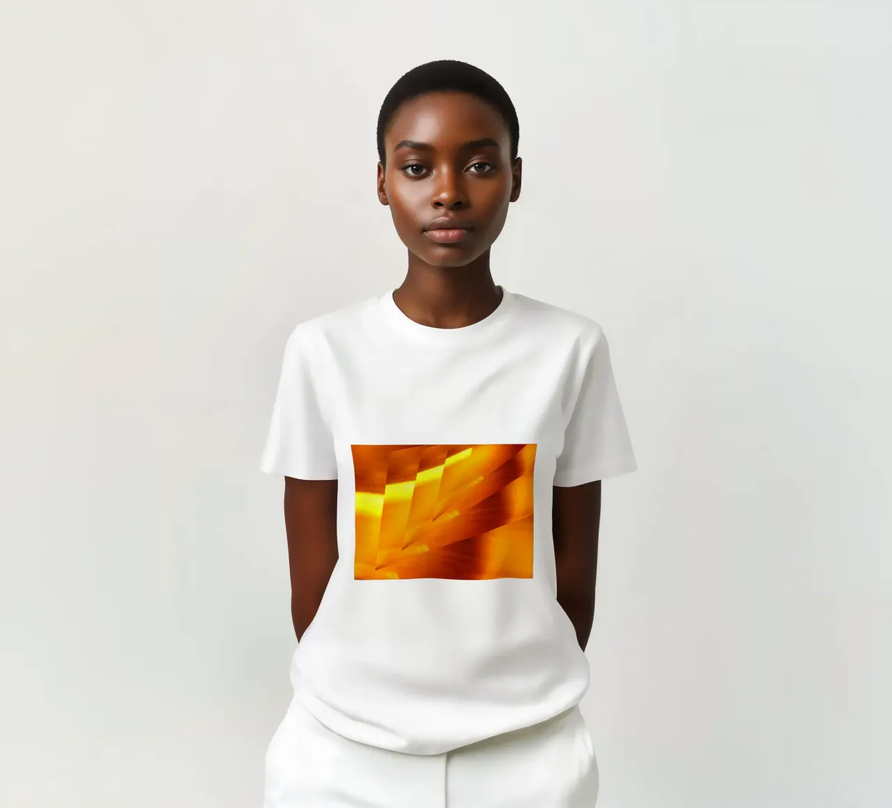 Abstract geometric pattern in yellow and orange t-shirt by Something for you