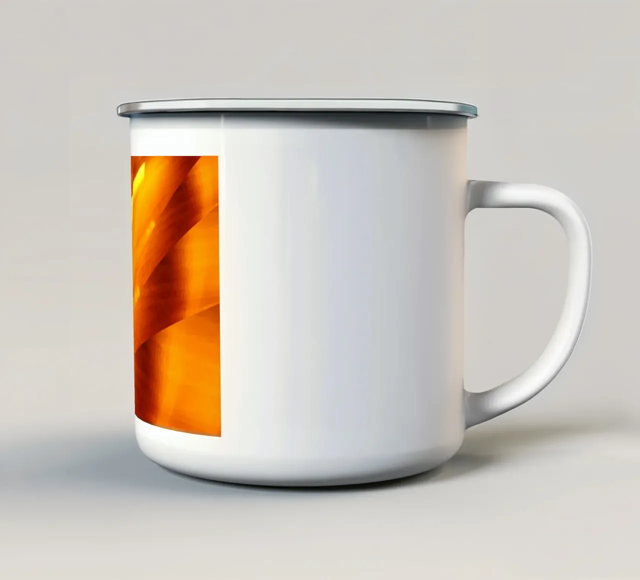 Motivo geometrico astratto in giallo e arancione tazza in smalto da Something for you
