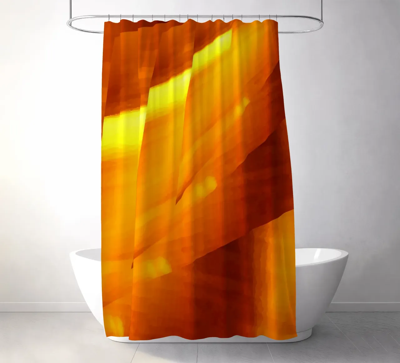 Abstraktes geometrisches Muster in gelb und orange Duschvorhang von Something for you