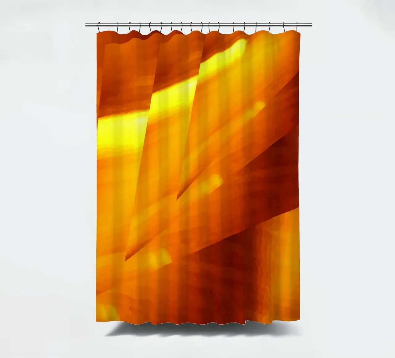 Abstraktes geometrisches Muster in gelb und orange Duschvorhang von Something for you