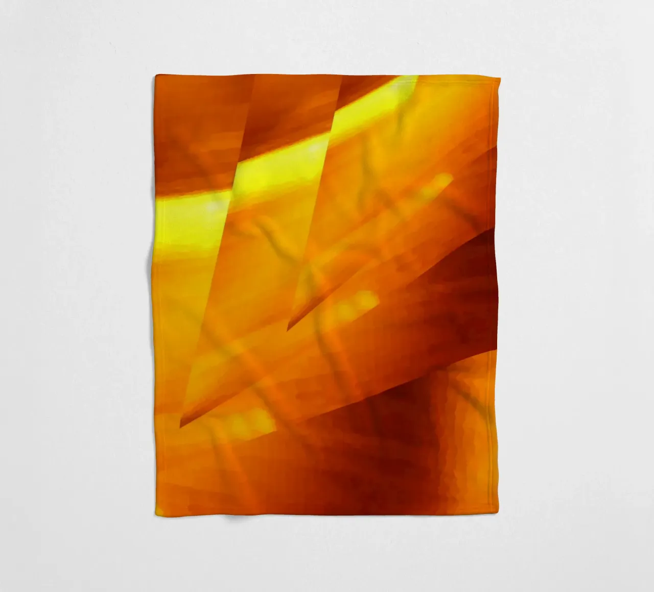 Motivo geometrico astratto in giallo e arancione coperta in pile da Something for you