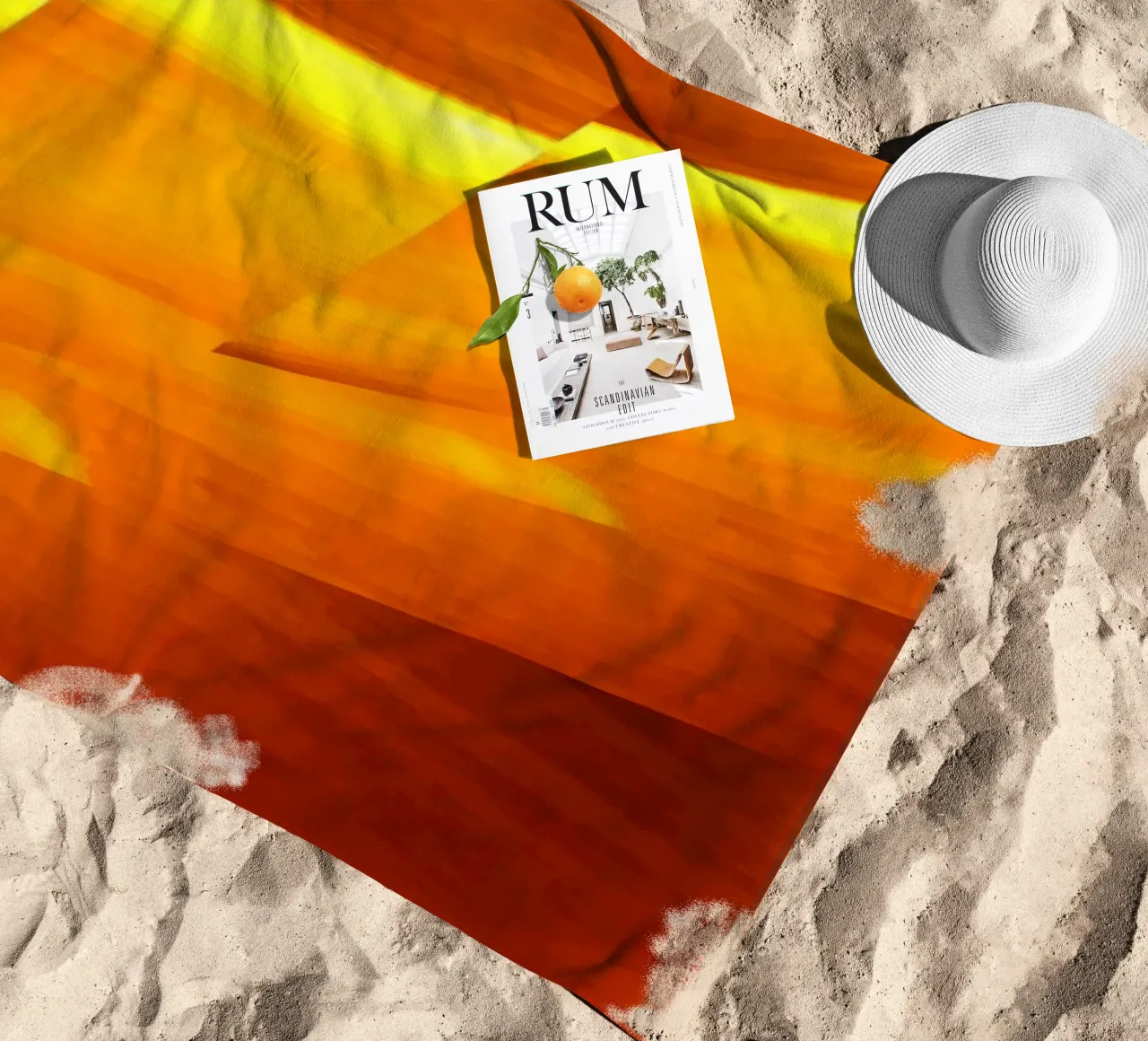 Abstract geometric pattern in yellow and orange beach towel by Something for you