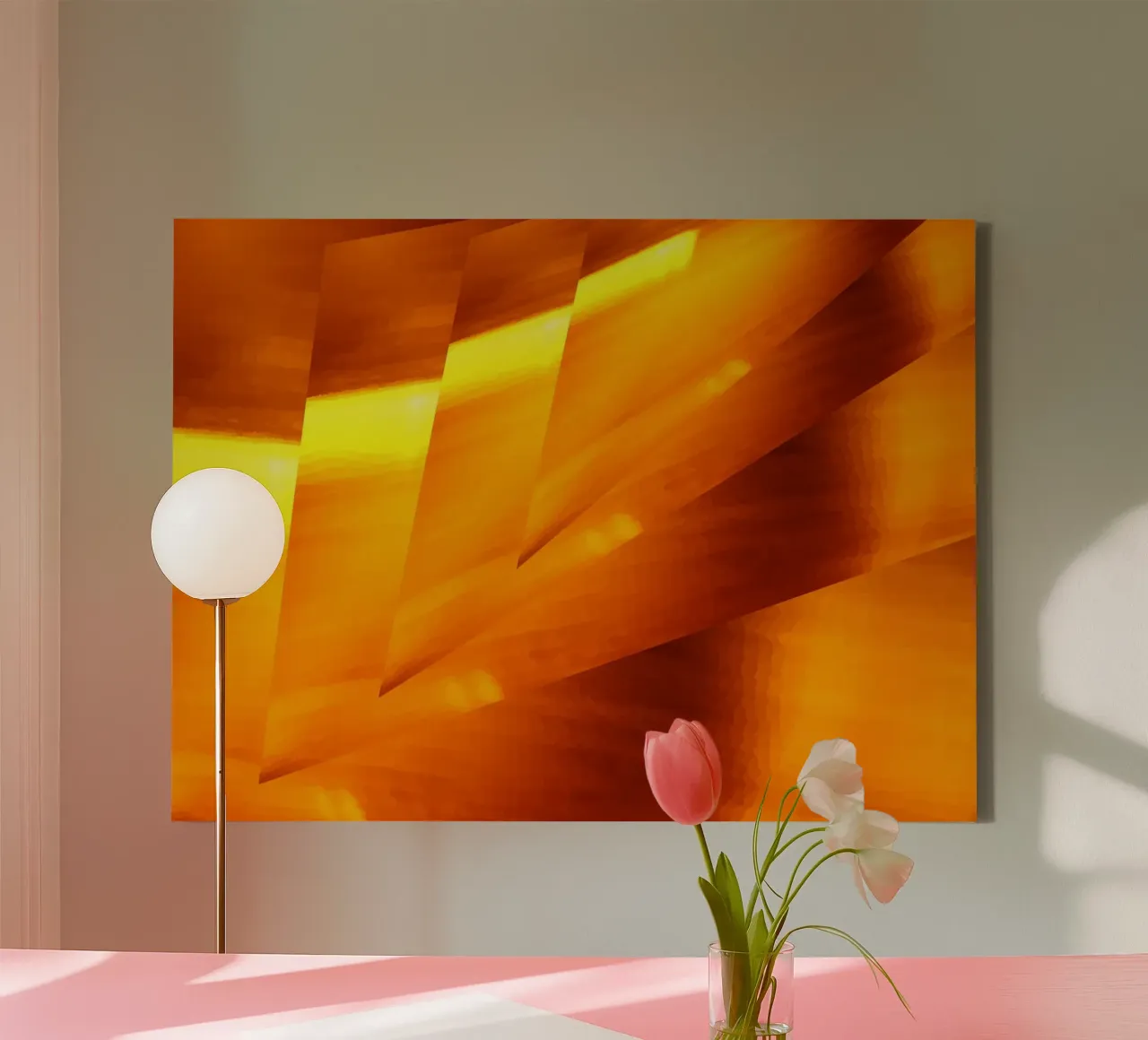 Abstract geometric pattern in yellow and orange canvas by Something for you