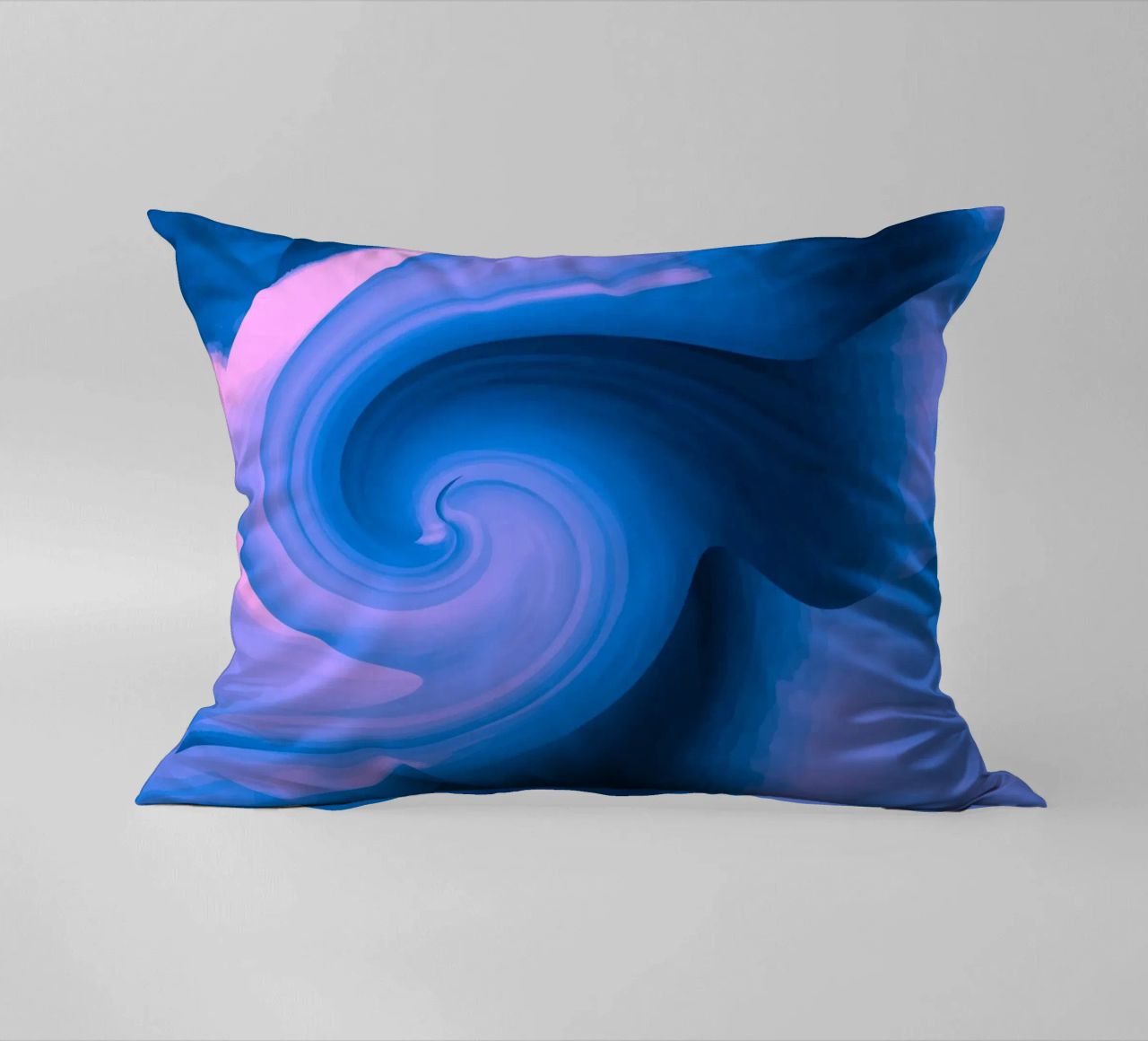 Motivo astratto circolare attorcigliato in blu e rosa cuscino da Something for you