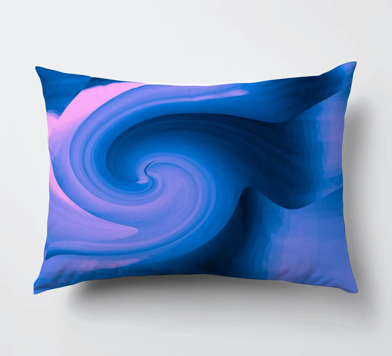 Motivo astratto circolare attorcigliato in blu e rosa cuscino da Something for you
