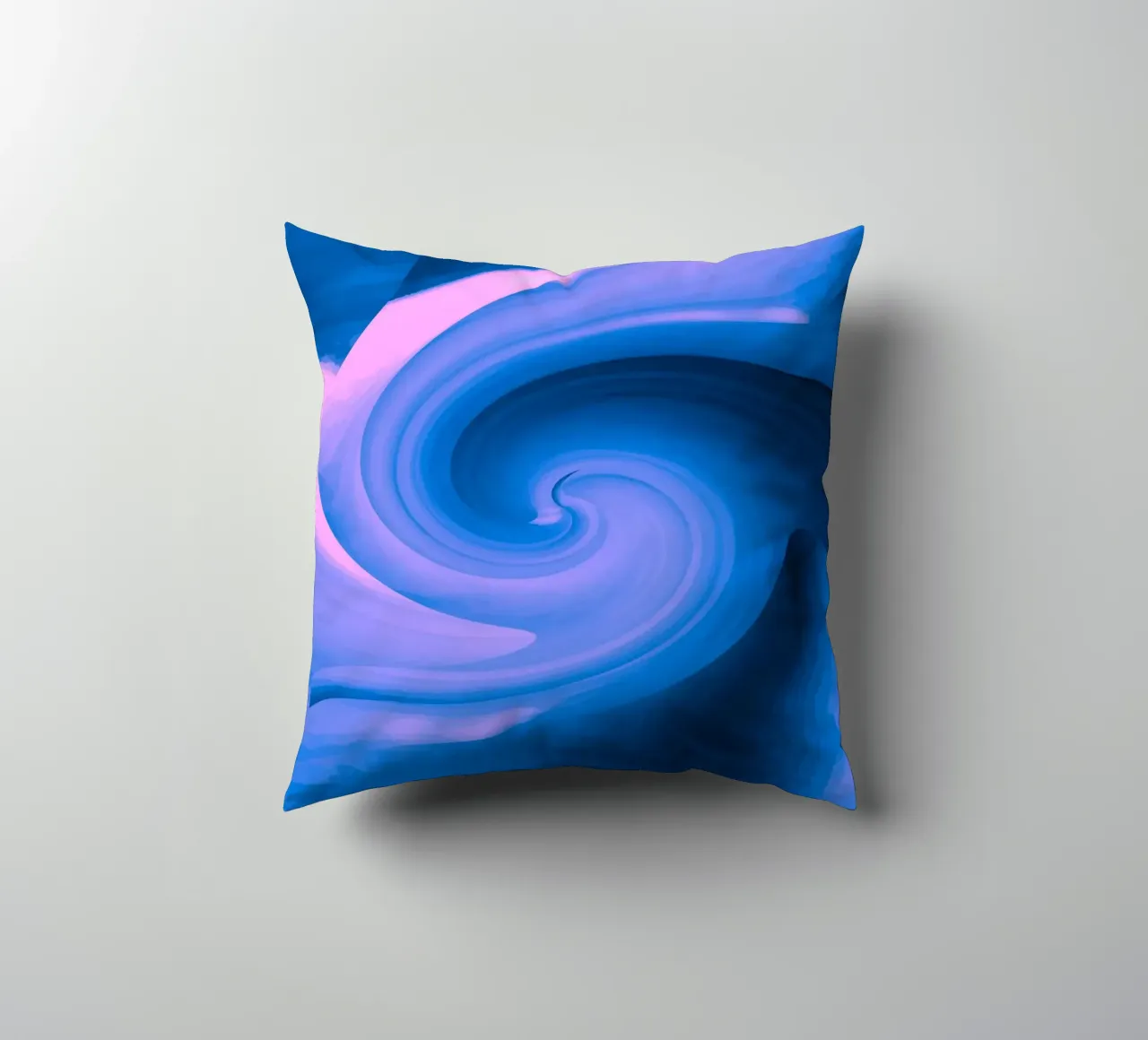 Abstraktes kreisförmiges gedrehtes Muster in blau und pink Kissen von Something for you