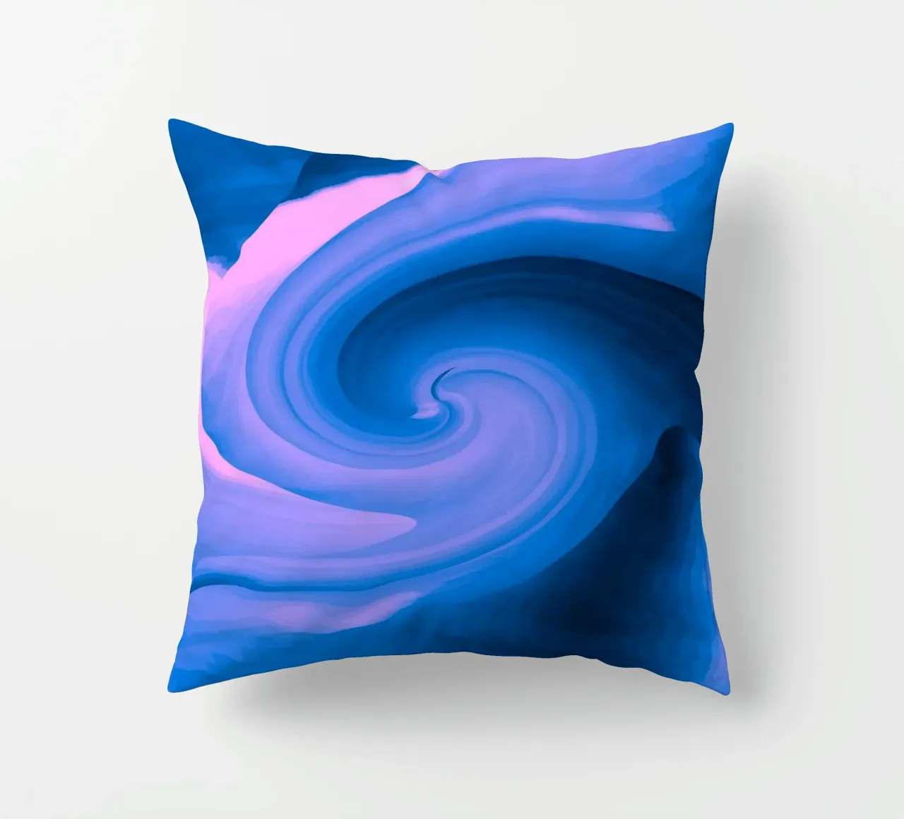 Abstraktes kreisförmiges gedrehtes Muster in blau und pink Kissen von Something for you