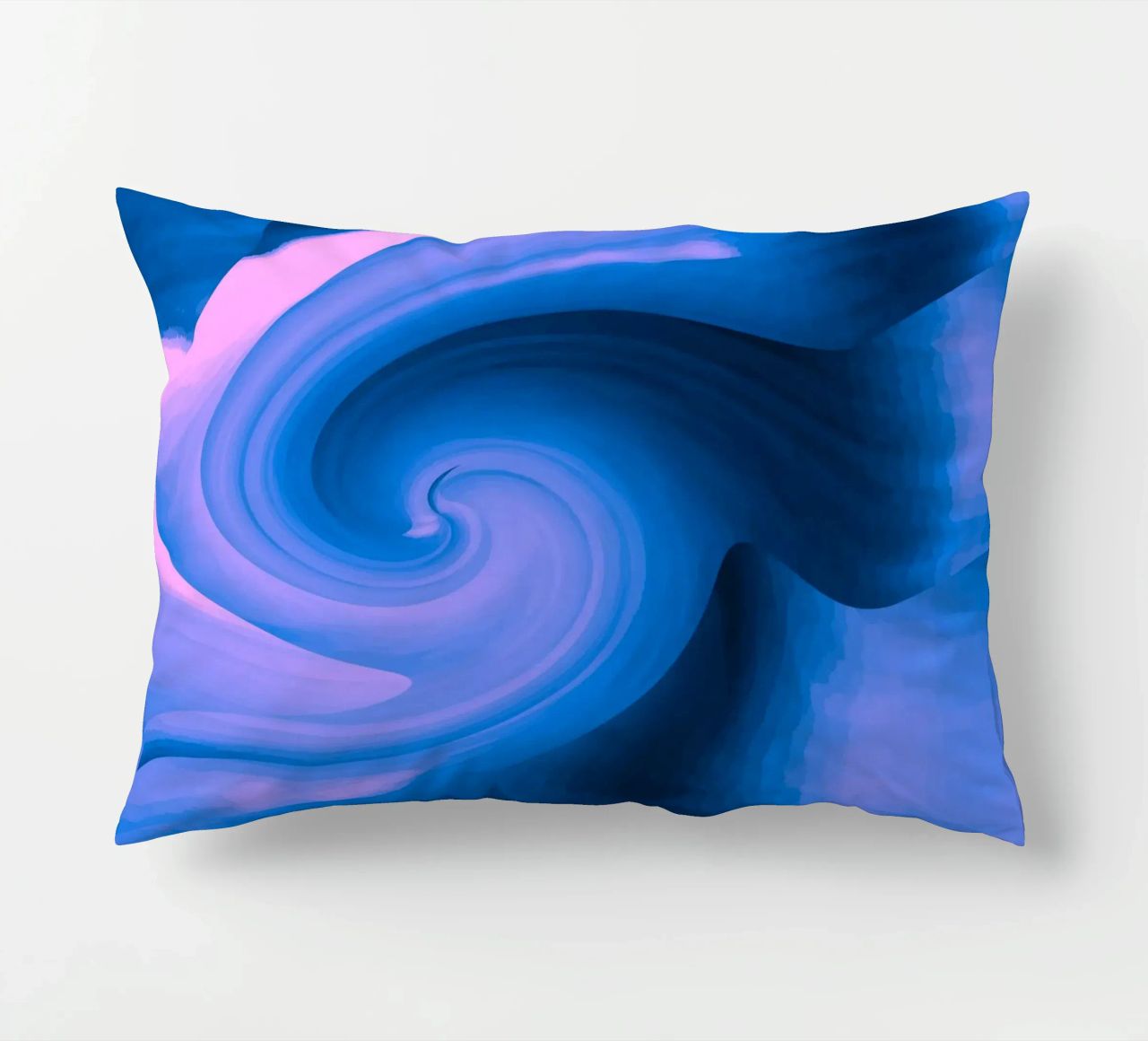 Motivo astratto circolare attorcigliato in blu e rosa cuscino da Something for you