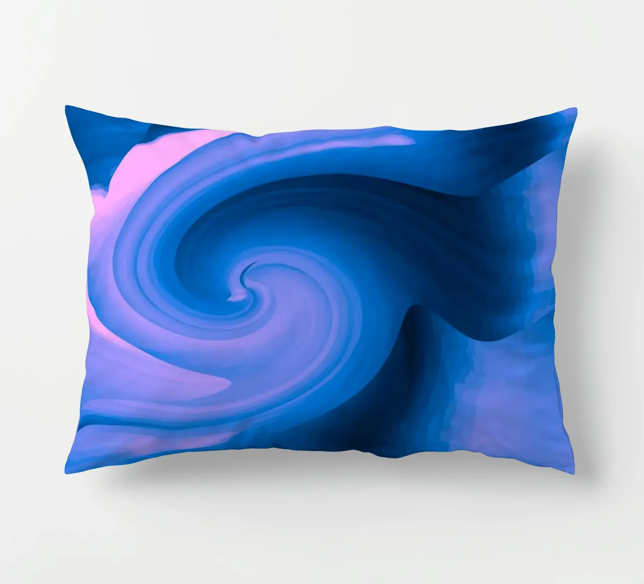 Abstraktes kreisförmiges gedrehtes Muster in blau und pink Kissen von Something for you