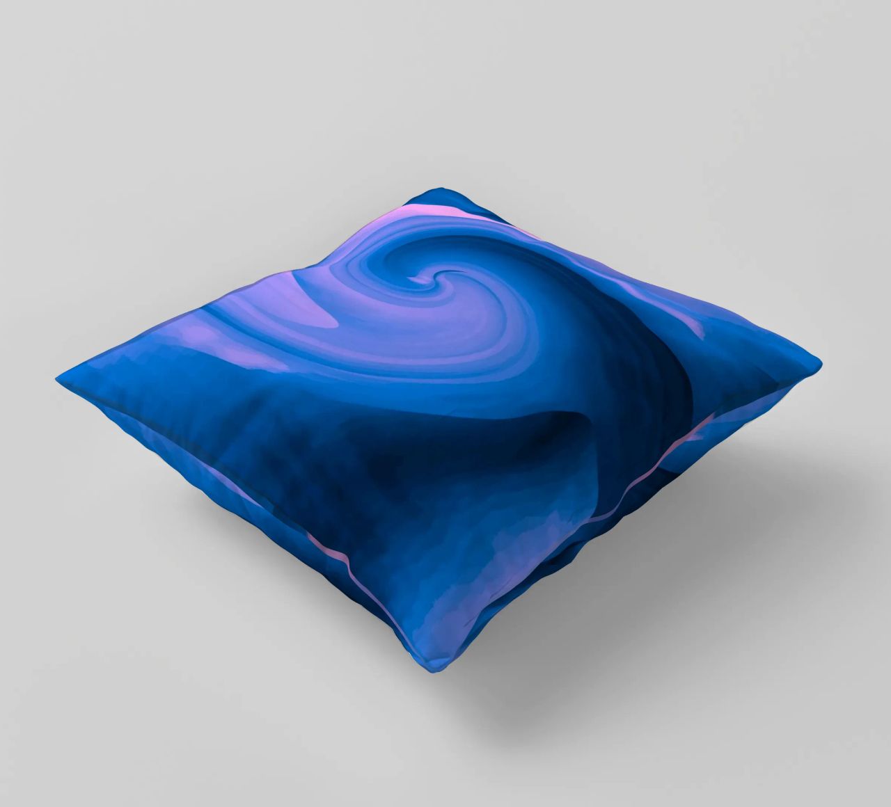 Motivo astratto circolare attorcigliato in blu e rosa cuscino da Something for you