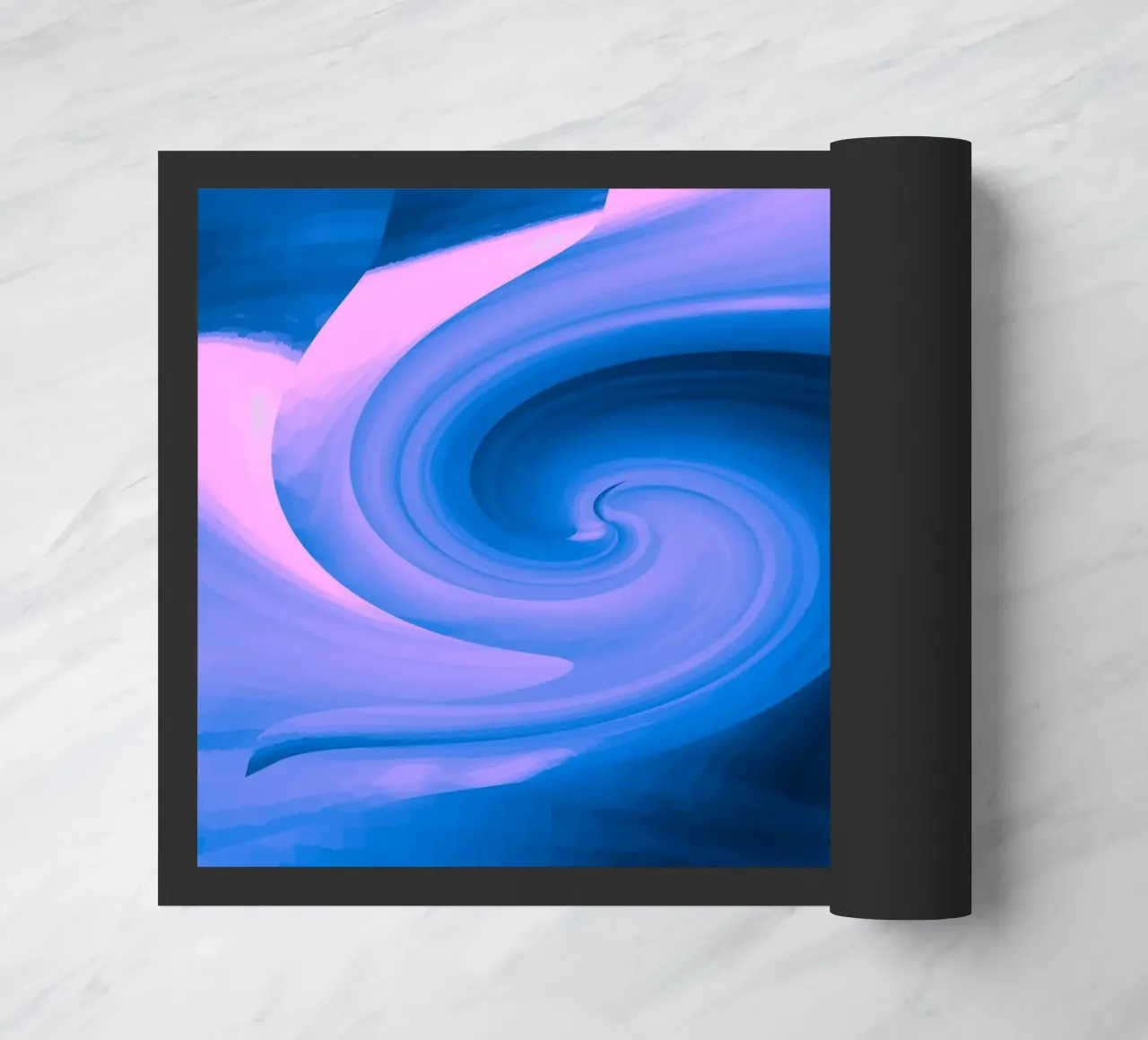 Abstract circular twisted pattern in blue and pink doormat by Something for you