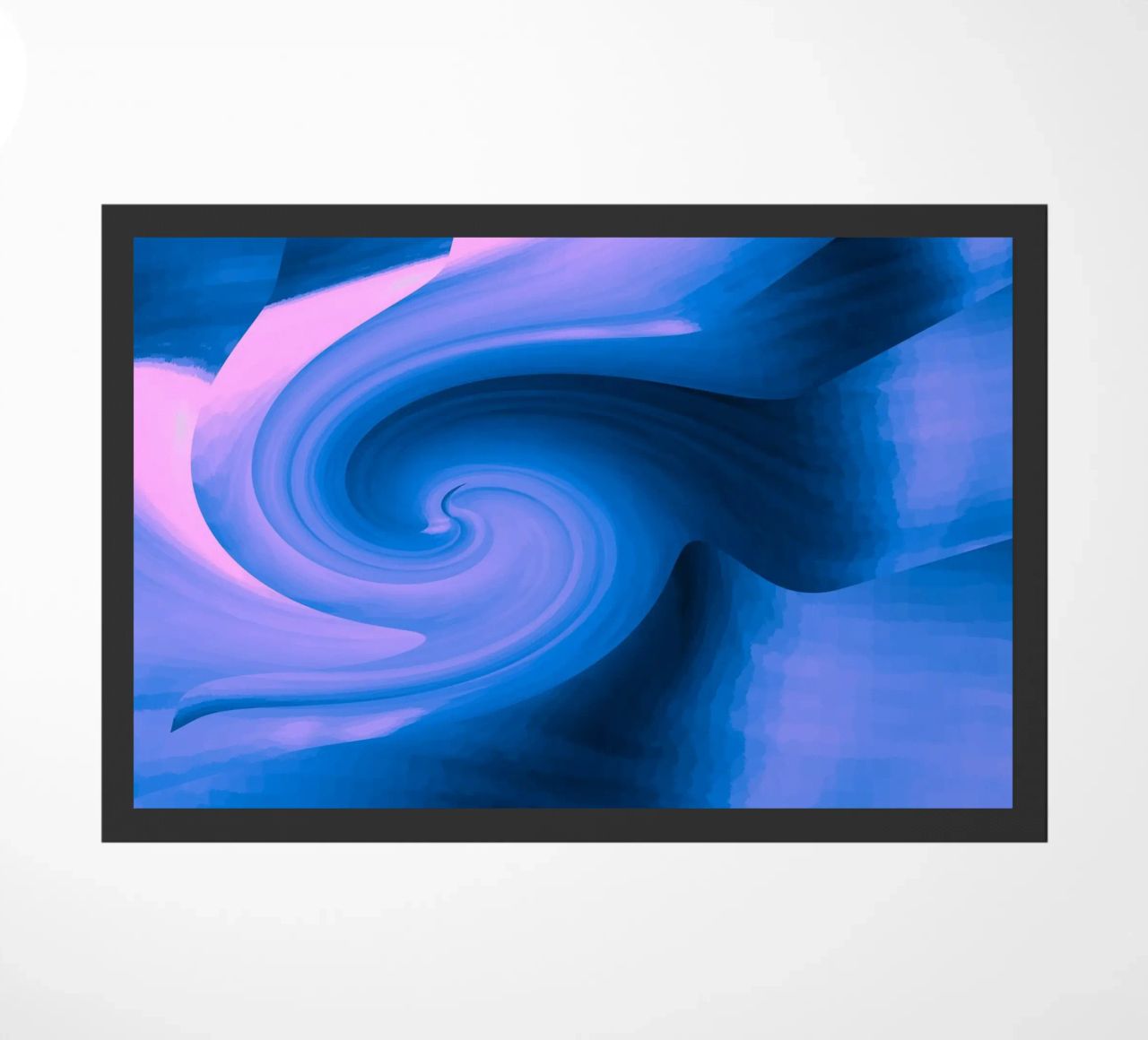 Abstract circular twisted pattern in blue and pink doormat by Something for you