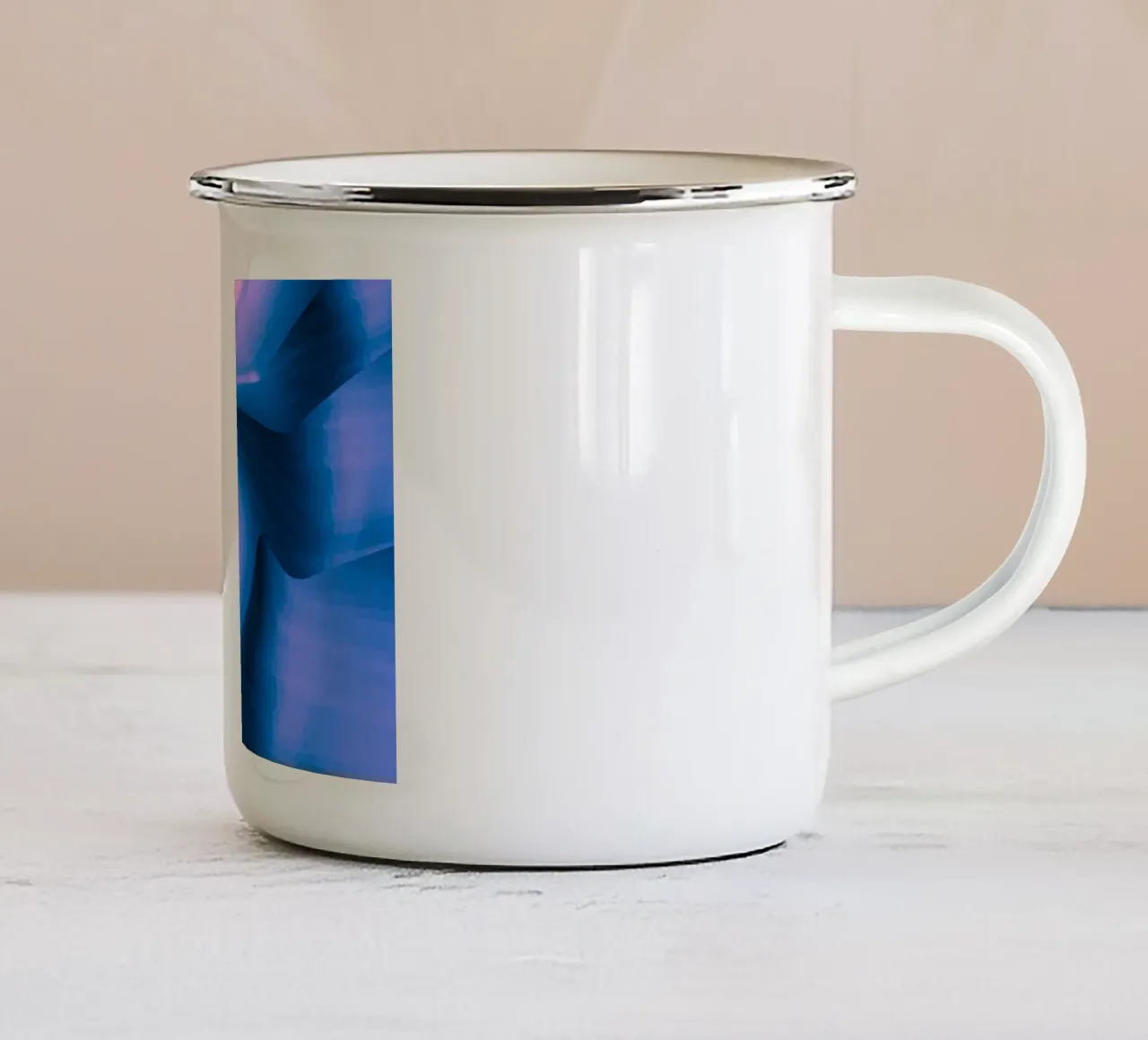 Motif circulaire abstrait torsadé en bleu et rose mug en émail de Something for you