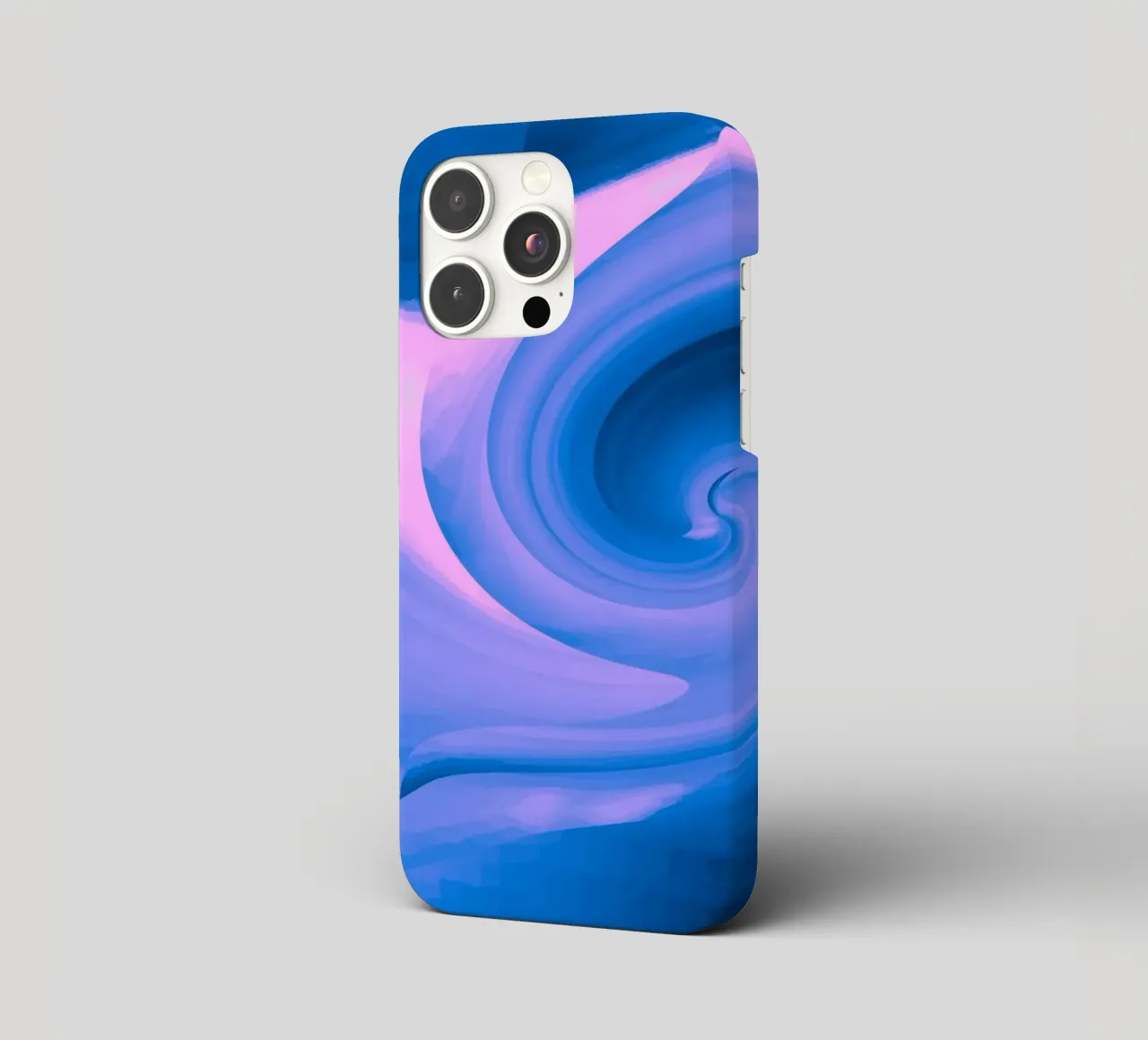 Abstract circular twisted pattern in blue and pink iphone case by Something for you