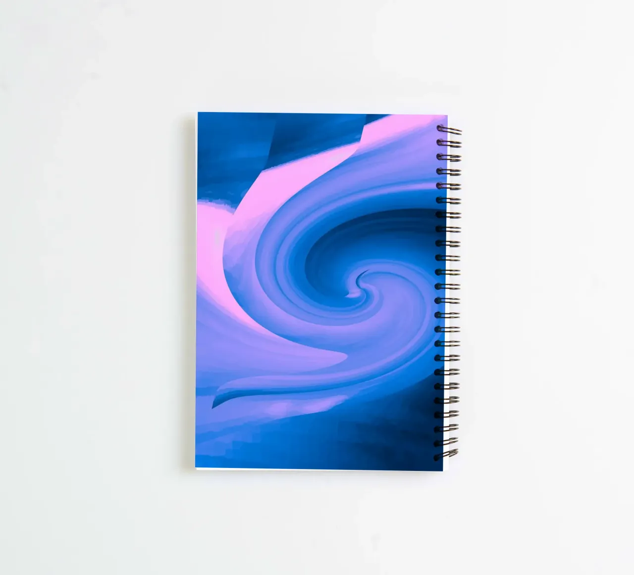 Motif circulaire abstrait torsadé en bleu et rose carnet à spirale de Something for you