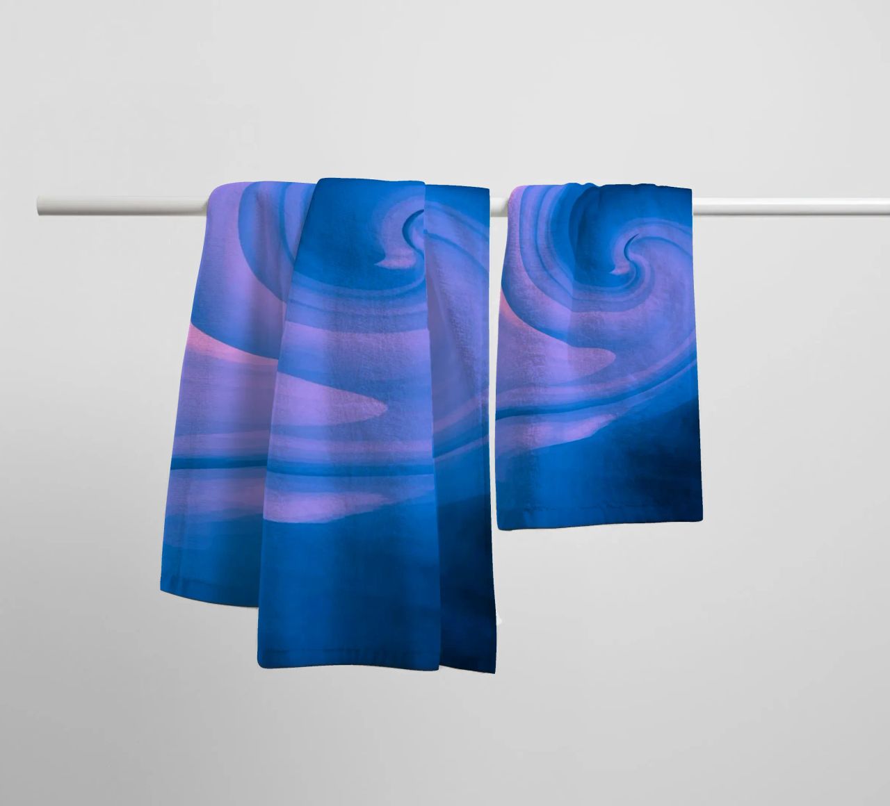 Abstract circular twisted pattern in blue and pink towel by Something for you