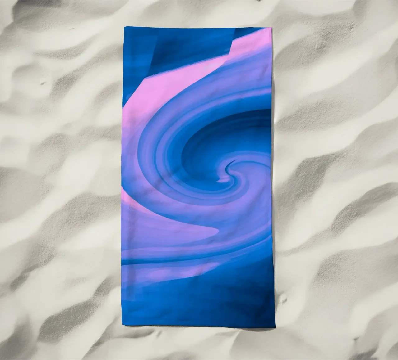 Abstract circular twisted pattern in blue and pink beach towel by Something for you
