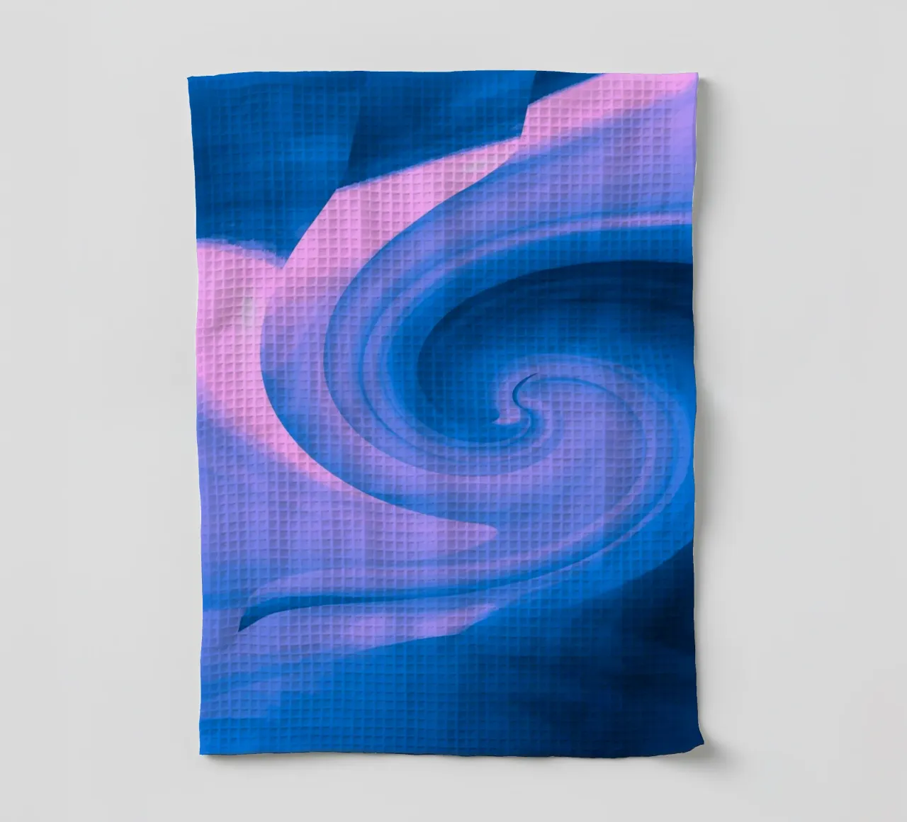 Abstract circular twisted pattern in blue and pink tea towel by Something for you