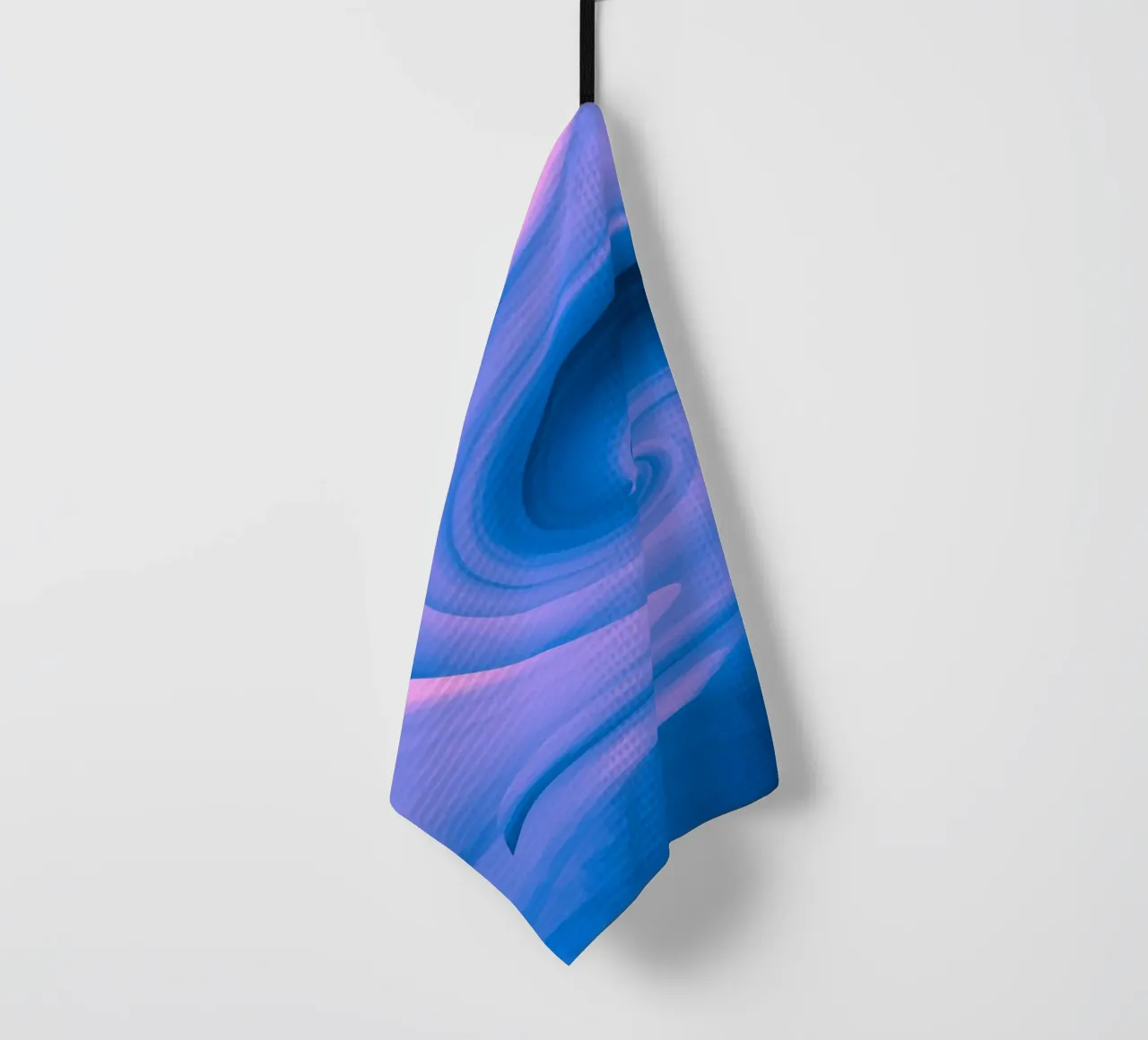 Abstract circular twisted pattern in blue and pink tea towel by Something for you