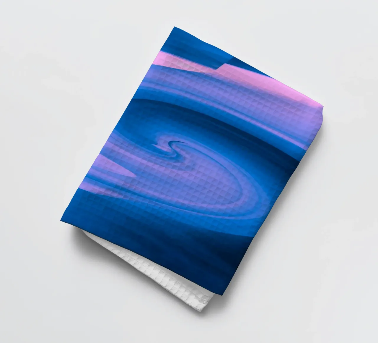 Abstract circular twisted pattern in blue and pink tea towel by Something for you