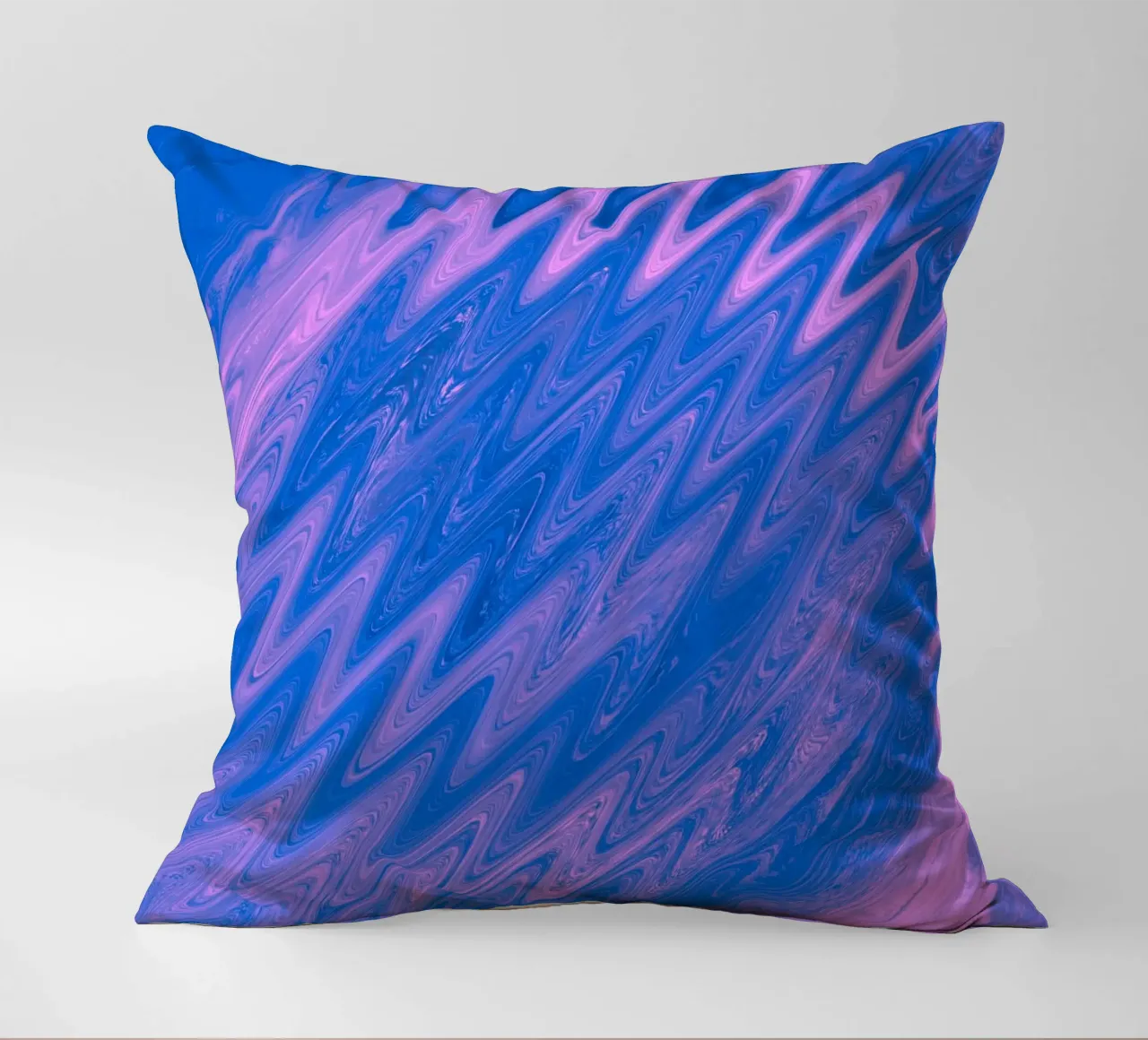 Abstract zig zag pattern in blue and pink decorative cushion by Something for you