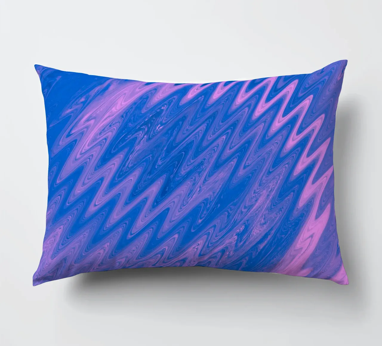 Abstract zig zag pattern in blue and pink decorative cushion by Something for you