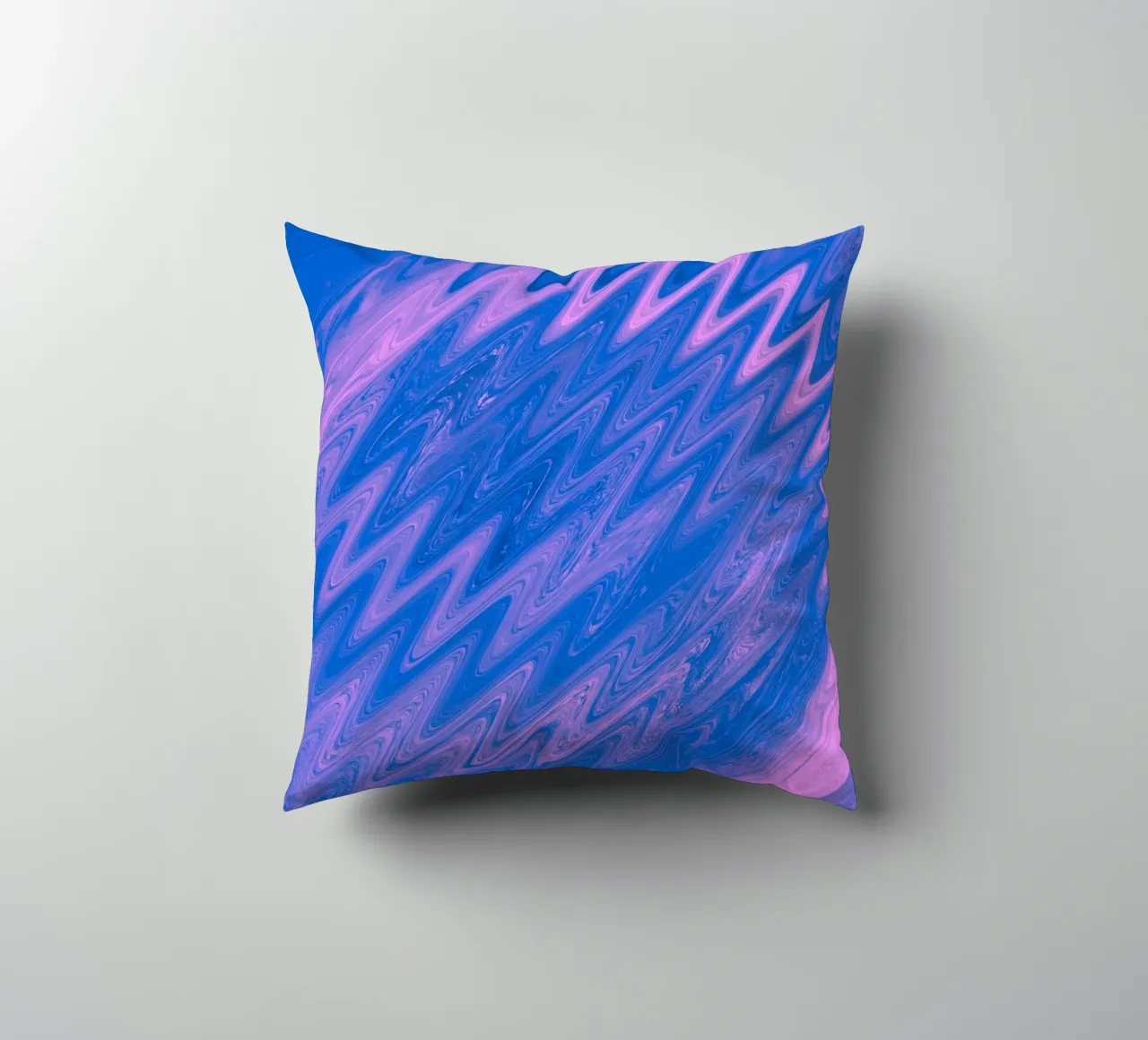 Abstract zig zag pattern in blue and pink decorative cushion by Something for you