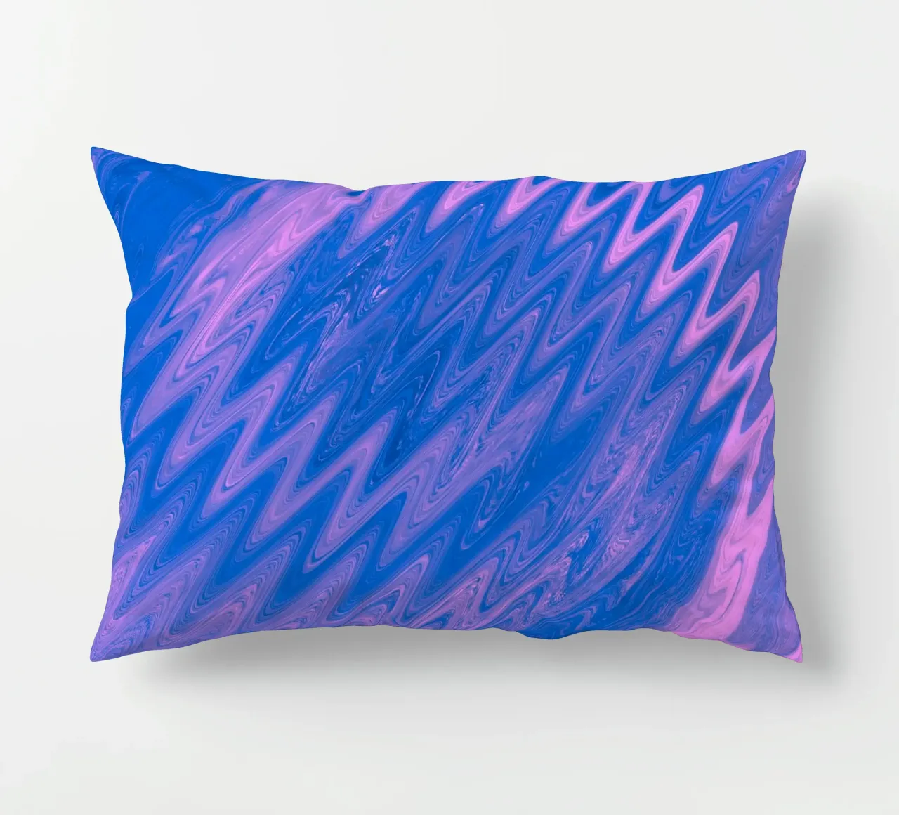 Abstract zig zag pattern in blue and pink decorative cushion by Something for you