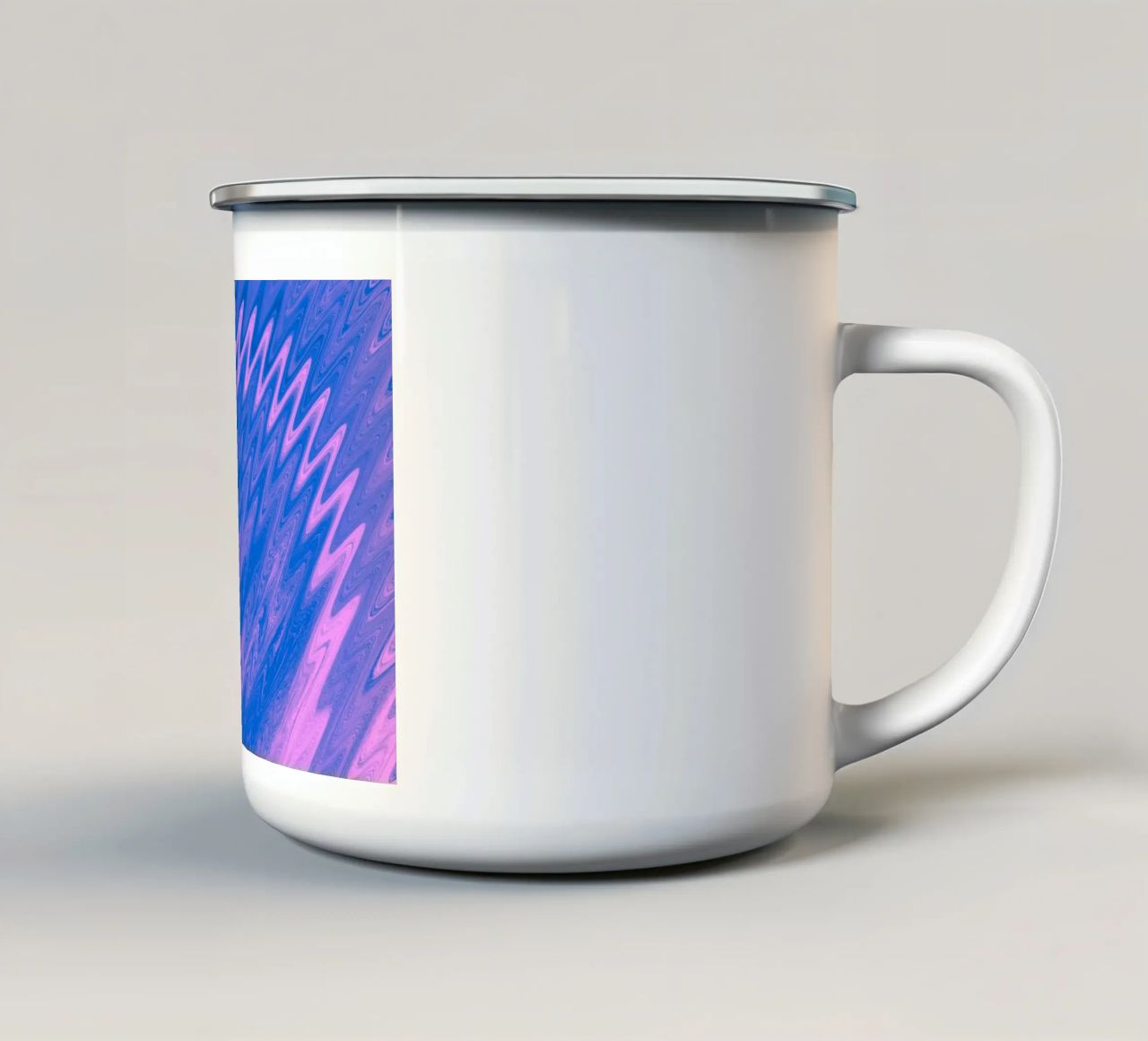 Motivo astratto a zig zag in blu e rosa tazza in smalto da Something for you