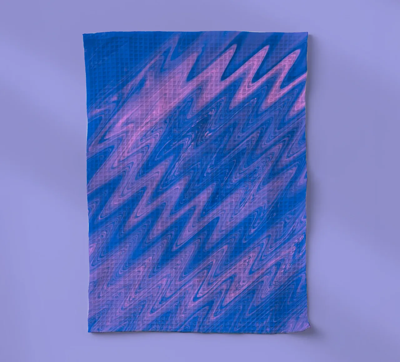 Abstract zigzagpatroon in blauw en roze theedoek van Something for you