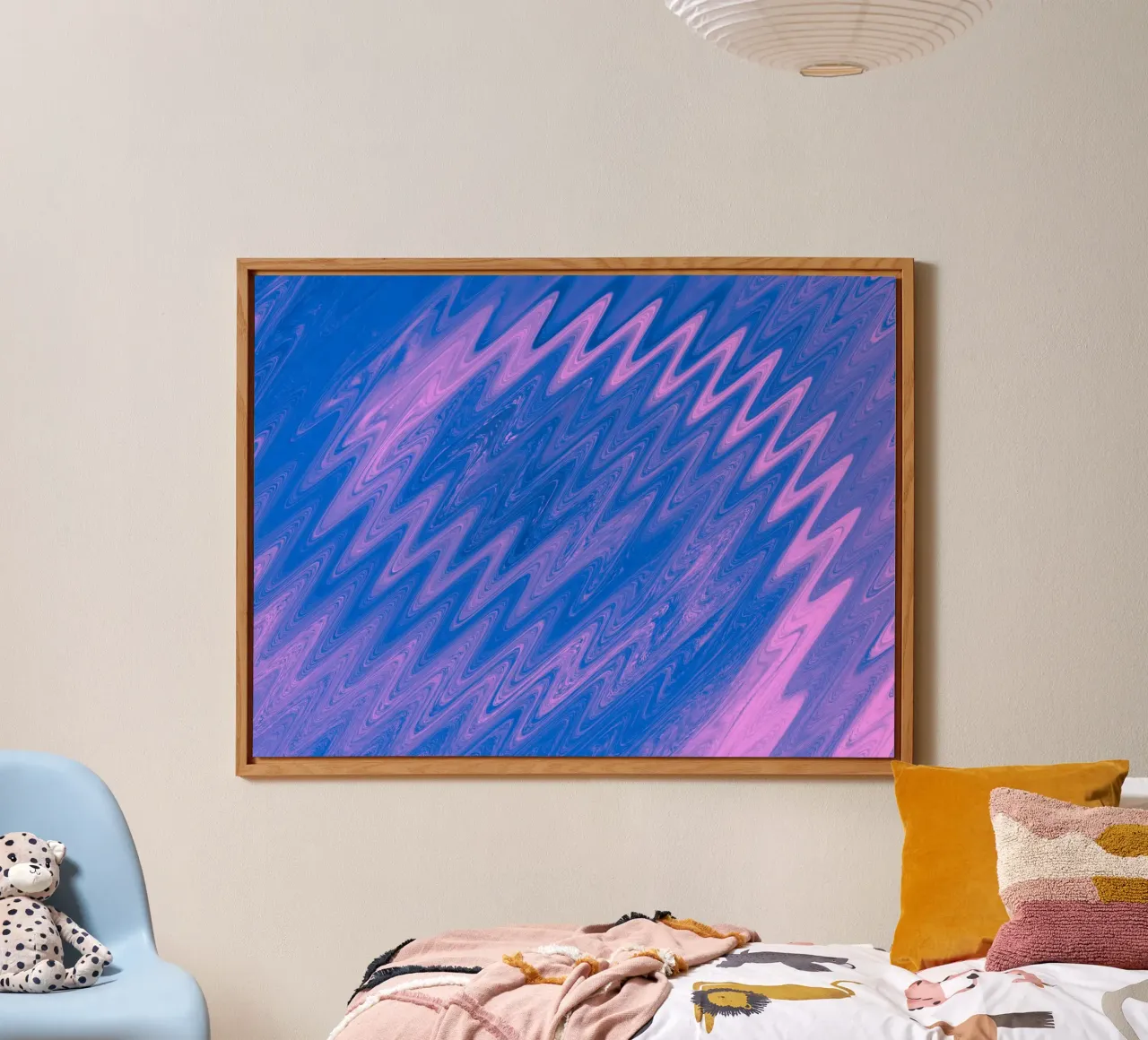 Abstract zig zag pattern in blue and pink alu-dibond by Something for you