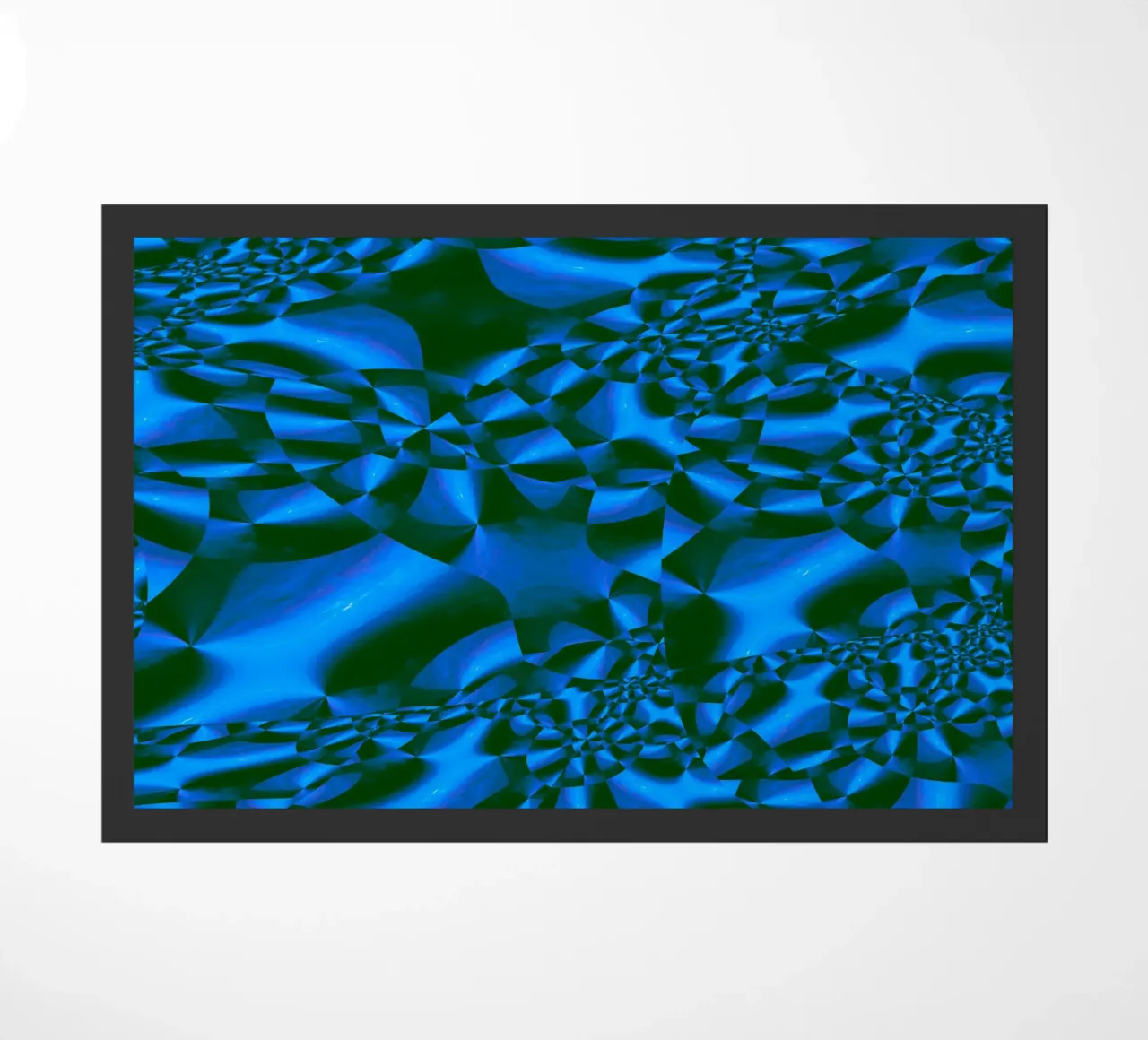 Abstraktes 3D geometrisches Muster in blau und schwarz Fußmatte von Something for you