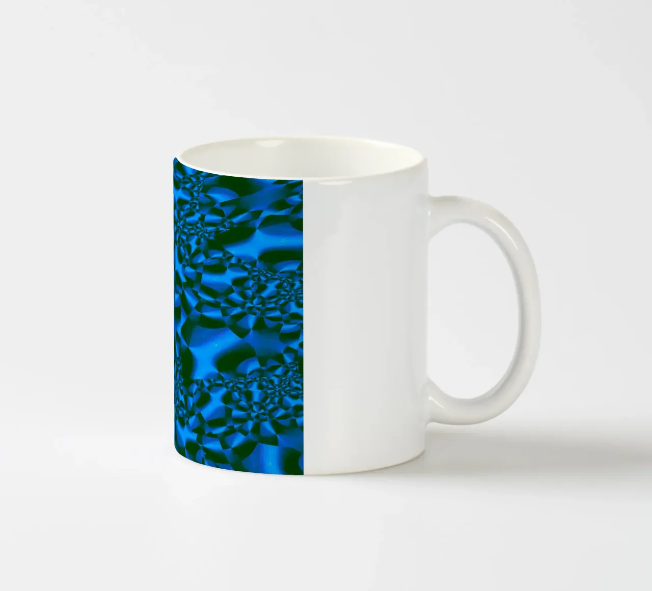 Abstract 3D geometric pattern in blue and black ceramic mug by Something for you