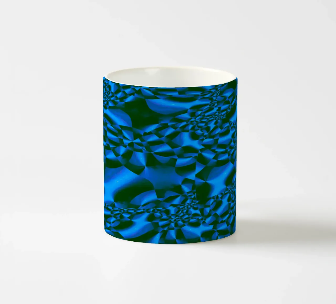 Abstract 3D geometric pattern in blue and black ceramic mug by Something for you