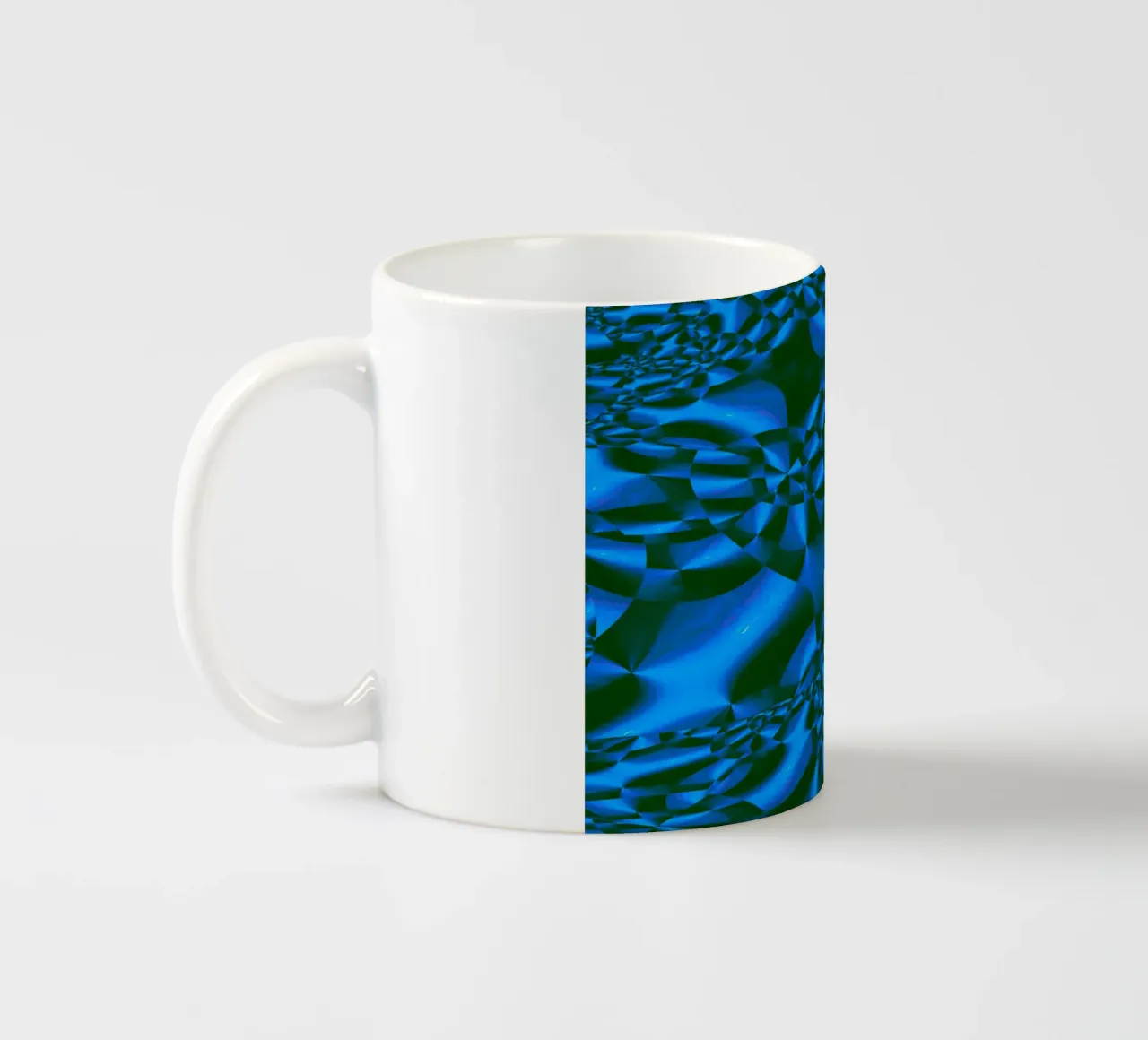Abstract 3D geometric pattern in blue and black ceramic mug by Something for you