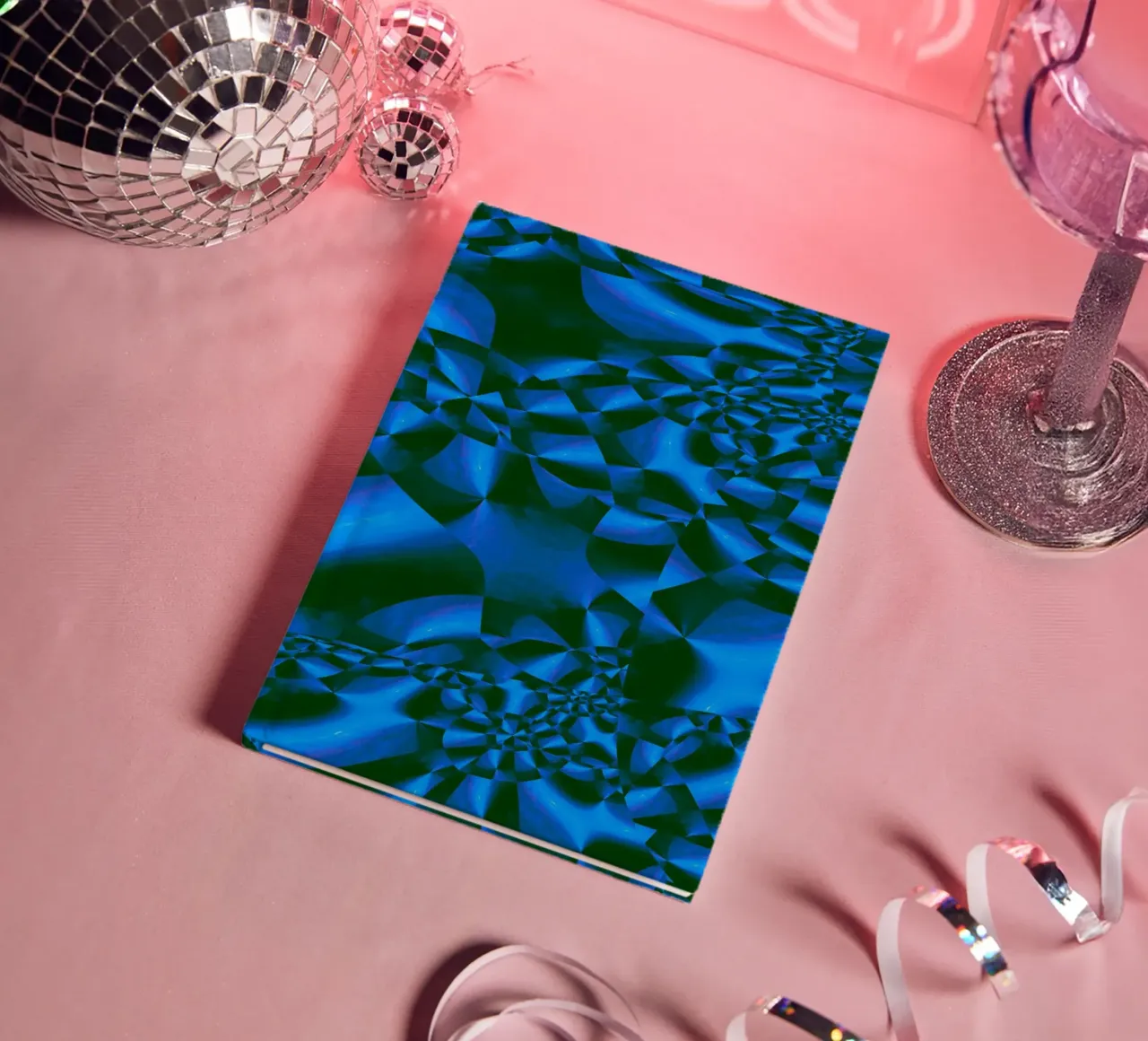 Abstract 3D geometric pattern in blue and black notebook by Something for you