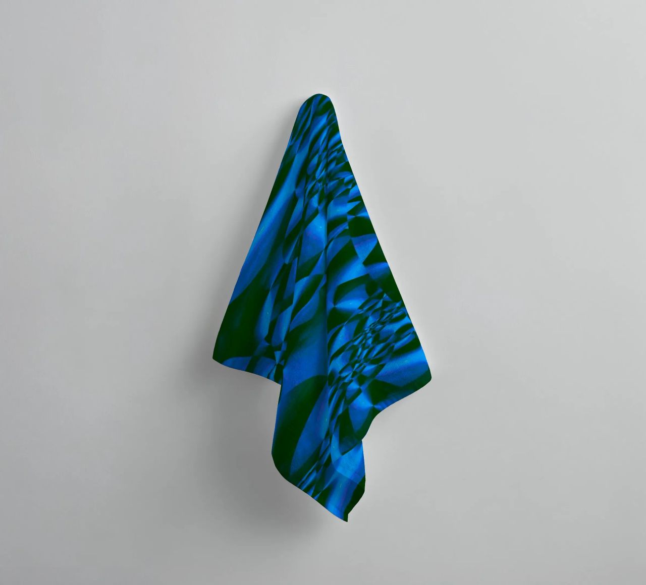 Abstract 3D geometric pattern in blue and black towel by Something for you