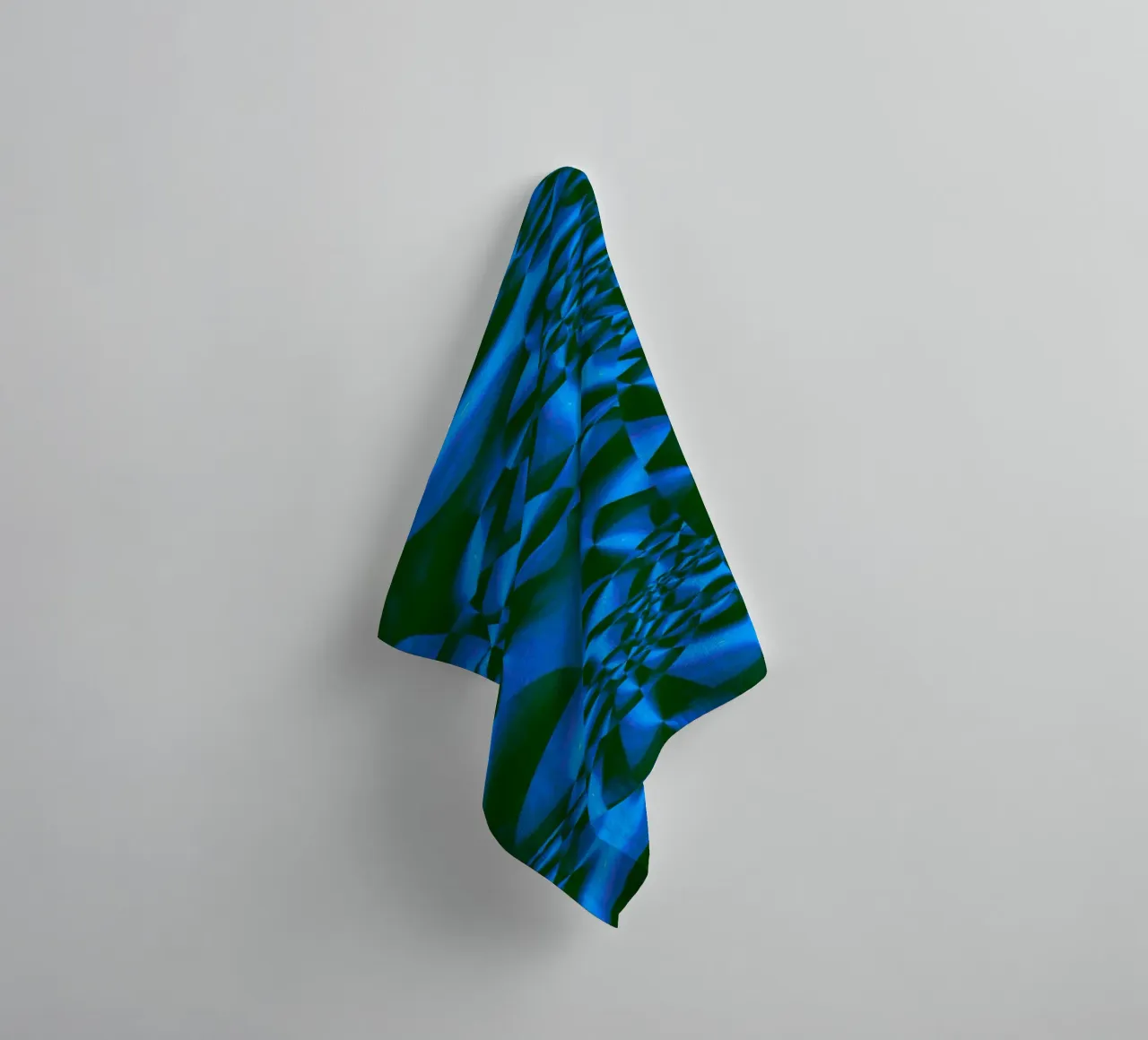 Abstract 3D geometric pattern in blue and black towel by Something for you