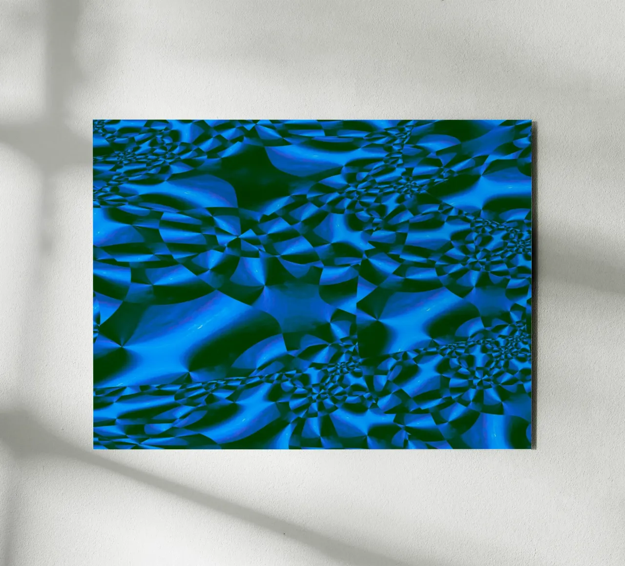 Abstract 3D geometric pattern in blue and black alu-dibond by Something for you