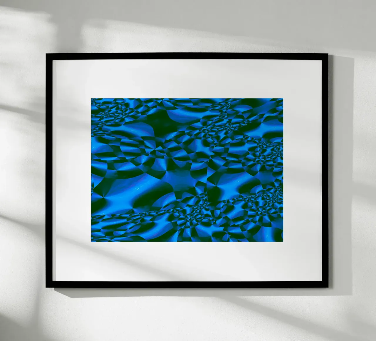 Abstract 3D geometrisch patroon in blauw en zwart hahnemühle van Something for you