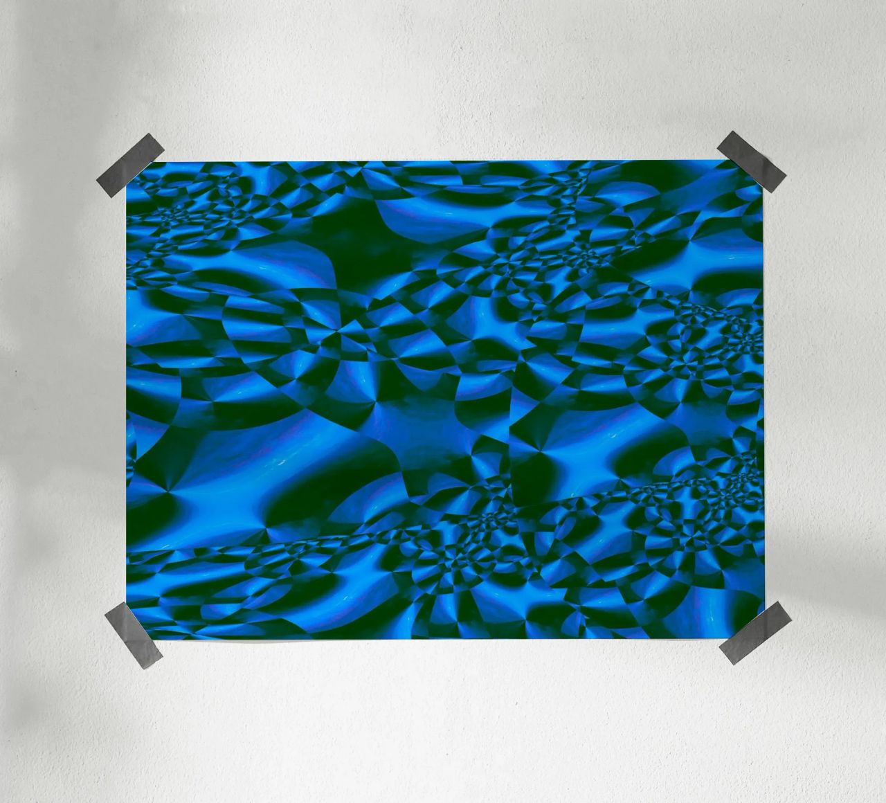 Abstraktes 3D geometrisches Muster in blau und schwarz Hahnemühle von Something for you