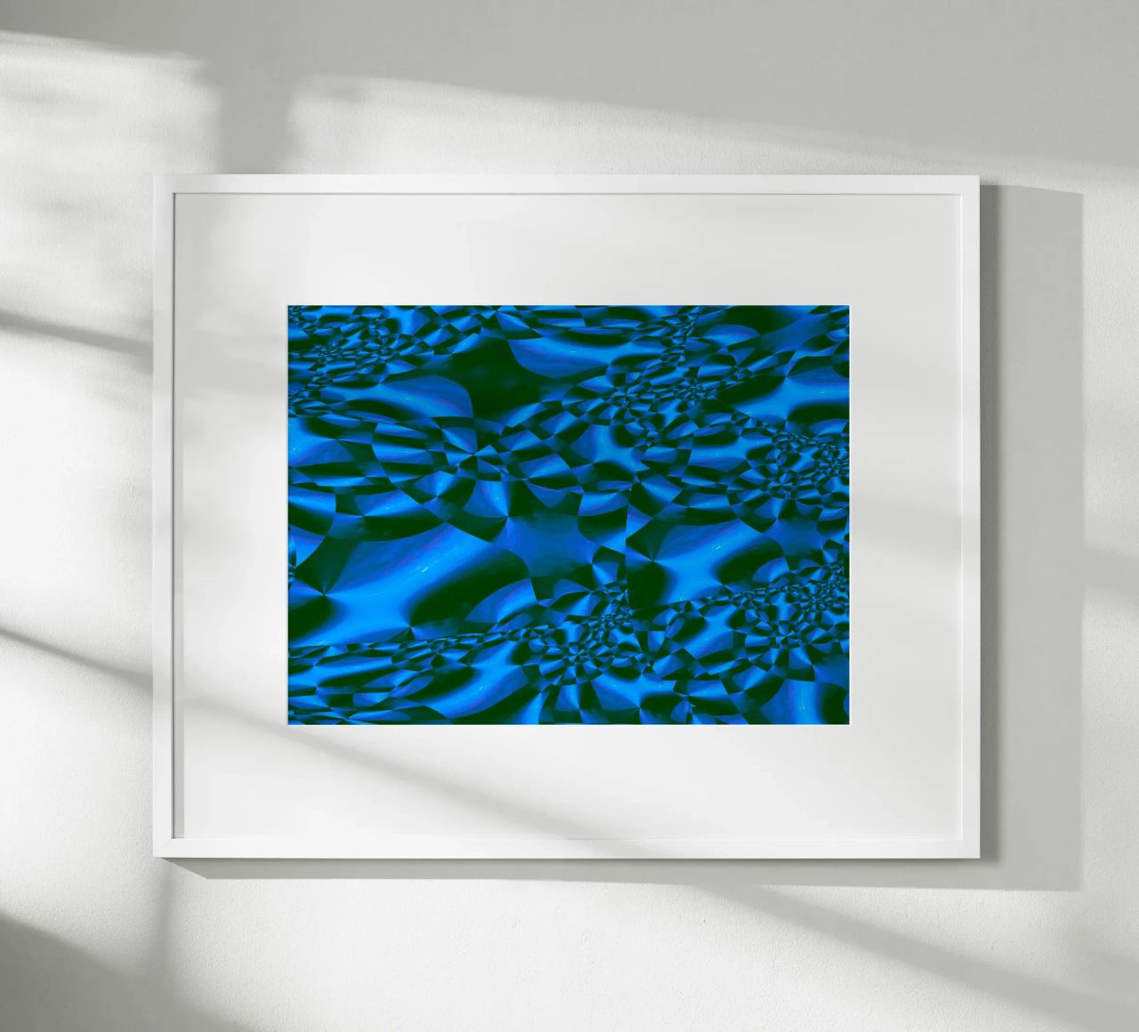 Abstraktes 3D geometrisches Muster in blau und schwarz Hahnemühle von Something for you