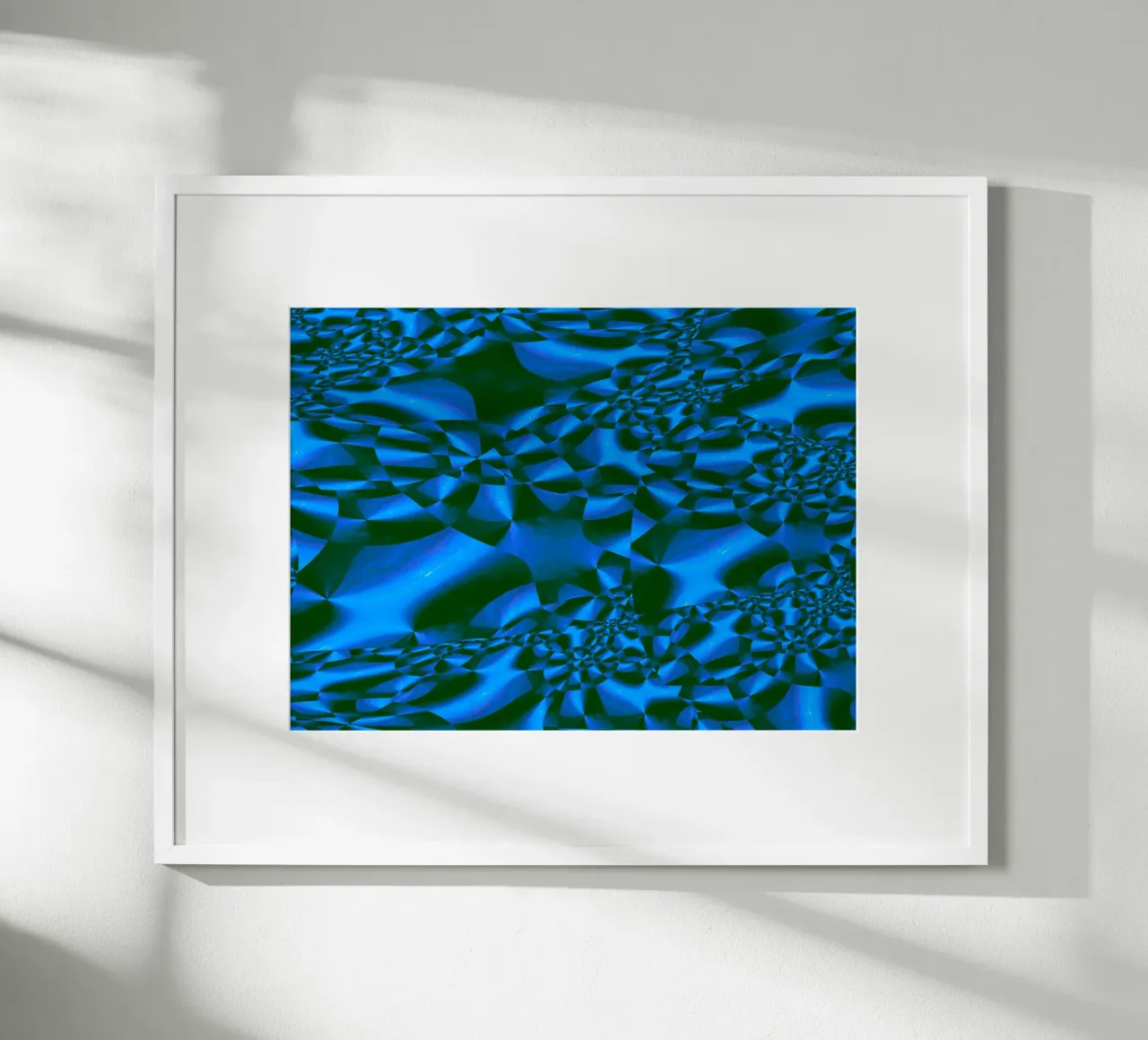 Abstract 3D geometrisch patroon in blauw en zwart hahnemühle van Something for you
