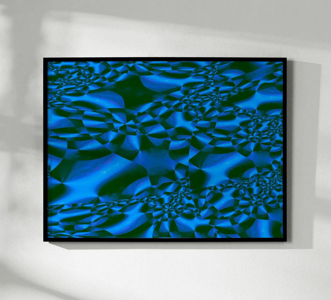 Abstraktes 3D geometrisches Muster in blau und schwarz Hahnemühle von Something for you