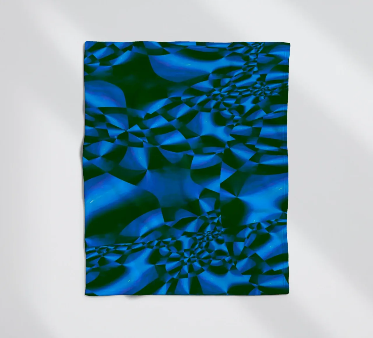 Abstract 3D geometric pattern in blue and black fleece blanket by Something for you