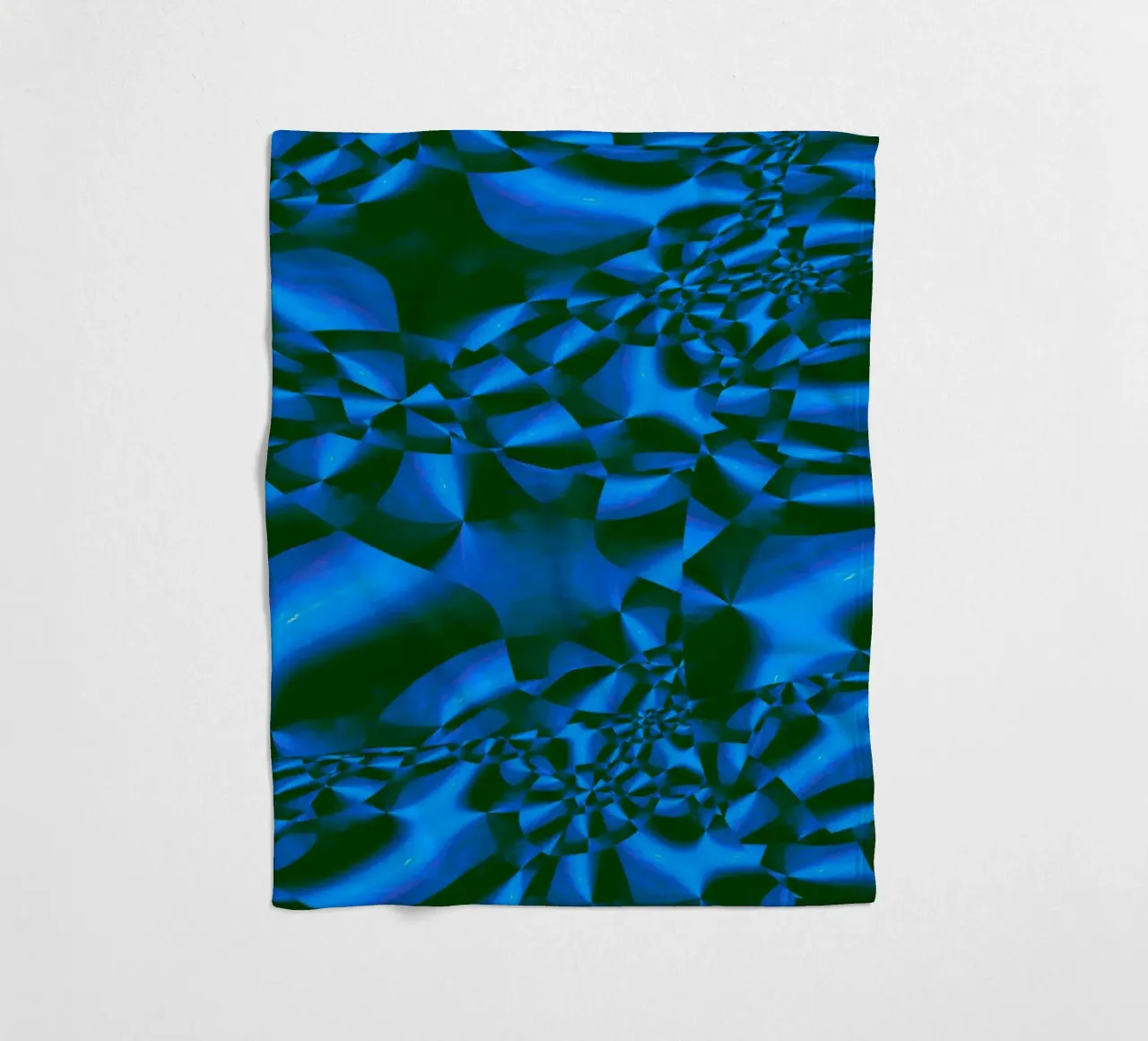 Abstract 3D geometric pattern in blue and black fleece blanket by Something for you
