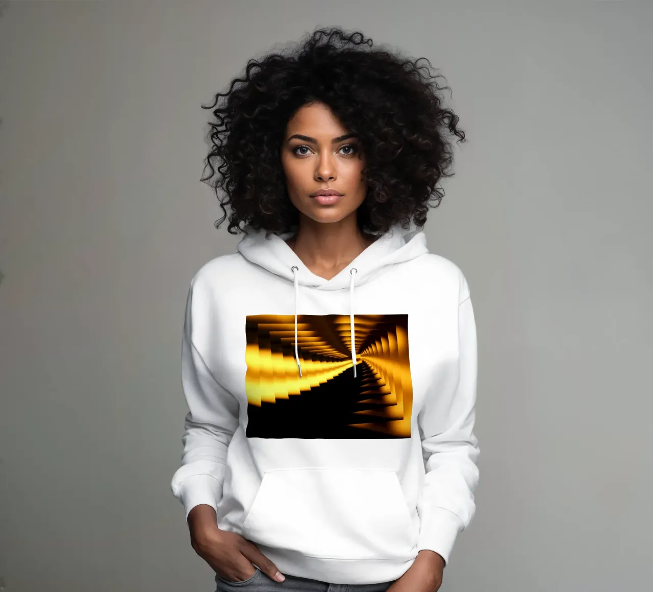 Motif dynamique abstrait en jaune et noir sweat à capuche de Something for you