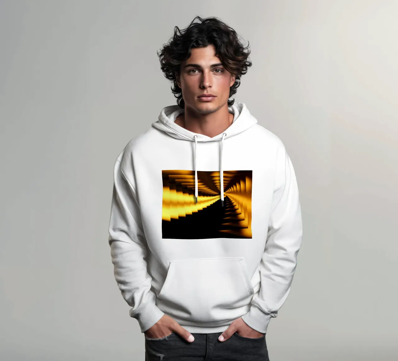 Motif dynamique abstrait en jaune et noir sweat à capuche de Something for you